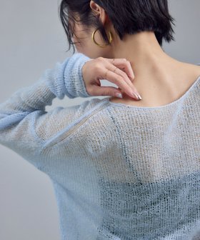 【サロン アダム エ ロペ/SALON adam et rope'】のカシミヤリネンシアーニットプルオーバー 人気、トレンドファッション・服の通販 founy(ファニー) ファッション Fashion レディースファッション Fashion for Women トップス・カットソー Cut & Sew Tops ニット Knit Tops & Sweaters カジュアルプルオーバー・ニットトップス Pullovers & Knit Tops / Casual Pullovers インナー Innerwear エアリー Airy Texture デコルテ Décolleté, Neckline デニム Denim, Jeans Material フレア Flare, Flared ポケット Pocket, Pocket Detail リネン Linen, Linen Fabric リラックス Relax, Relaxed Fit エレガント 上品 Elegant 春 Spring |ID:prp329100004833635