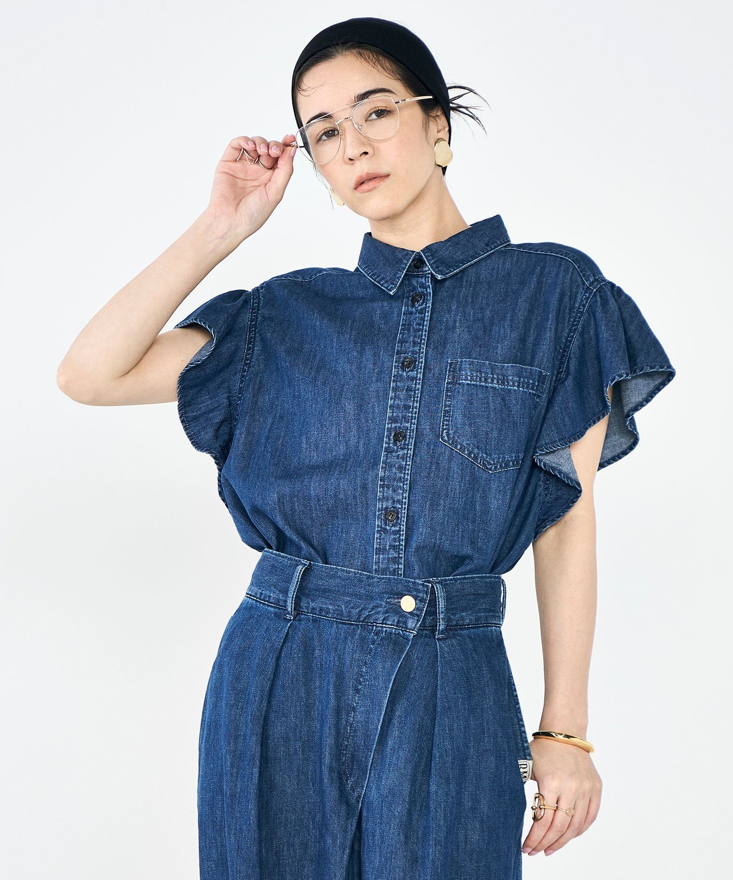 【ノーリーズ/NOLLEY'S】の【RM denim】ラッフルスリーブデニムブラウス インテリア・キッズ・メンズ・レディースファッション・服の通販 founy(ファニー) 　ファッション　Fashion　レディースファッション　Fashion for Women　トップス・カットソー　Cut & Sew Tops　シャツ・ブラウス・オフィスカジュアル　Elegant Blouses & Button-Ups　スリーブ　Sleeve, Long Sleeve / Short Sleeve　デニム　Denim, Jeans Material　フリル　Frill, Ruffle　フレンチ　French, French Style　おすすめ　Recommended / Our Picks　2026年　2026　インディゴブルー|ID: prp329100004833644 ipo3291000000035200651