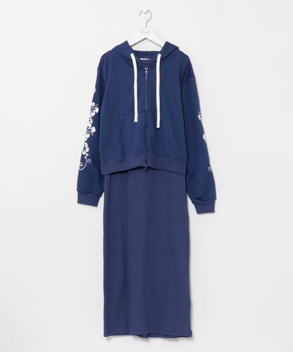 【アミナコレクション/Amina Collection】の【カヒコ】コロアジップアップパーカー ノースリーブワンピース2点セット インテリア・キッズ・メンズ・レディースファッション・服の通販 founy(ファニー) 　ファッション　Fashion　レディースファッション　Fashion for Women　ワンピース　Dresses　ジップ　Zip, Zipper　セットアップ　Set-Up, Coordinated Outfit　ノースリーブ　Sleeveless, No-Sleeve　パーカー　Hoodie, Parka　フロント　Front, Front Design　ワンポイント　One Point, Statement Accent　ネイビー|ID: prp329100004833658 ipo3291000000035200745