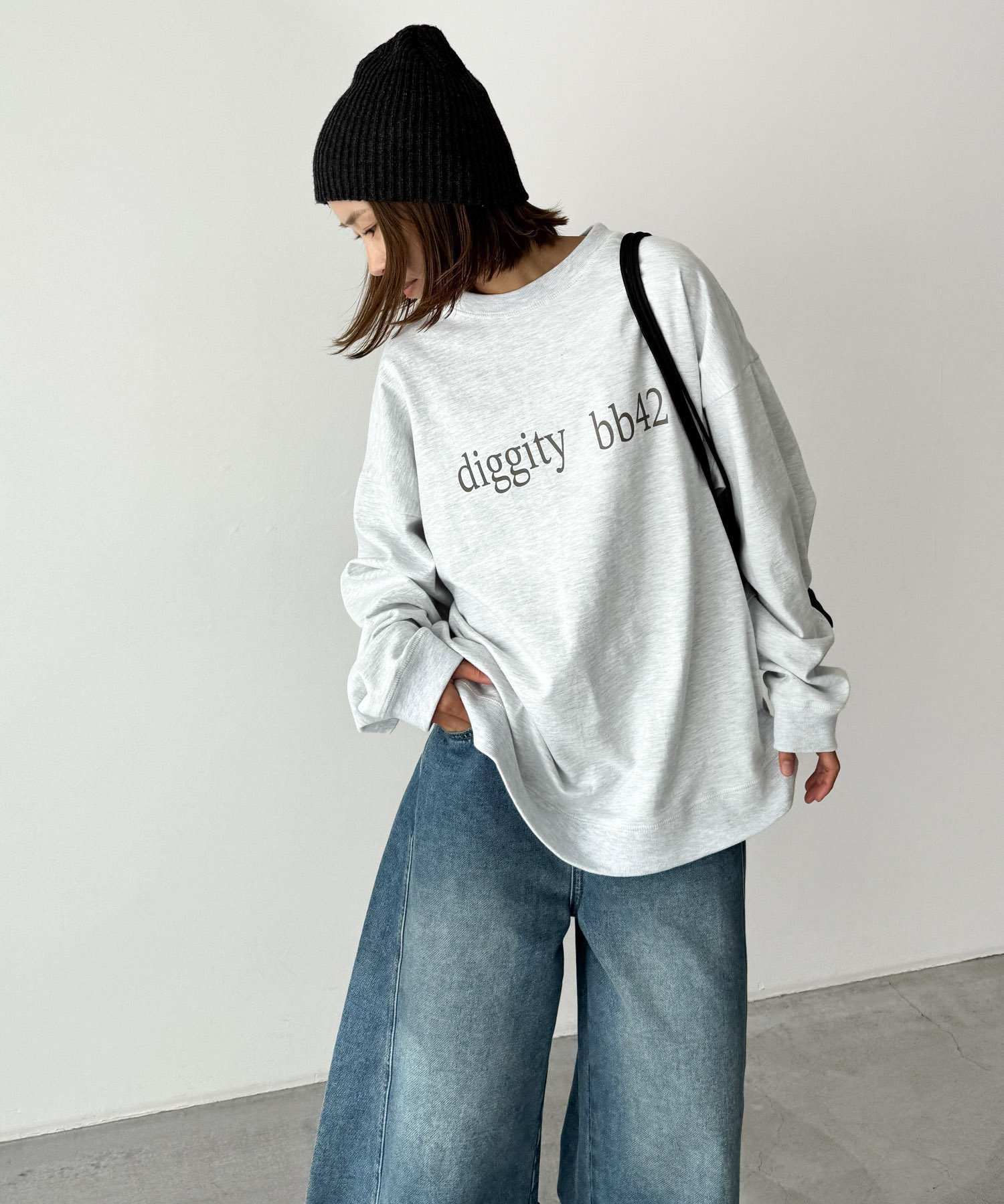 【キャナルジーン/CANAL JEAN】のTwelve12 diggity bb42 ロングTシャツ インテリア・キッズ・メンズ・レディースファッション・服の通販 founy(ファニー) 　ファッション　Fashion　レディースファッション　Fashion for Women　トップス・カットソー　Cut & Sew Tops　シャツ・ブラウス・オフィスカジュアル　Elegant Blouses & Button-Ups　ロングTシャツ・Tシャツ　Longline T-Shirts & Tees　おすすめ　Recommended / Our Picks　デニム　Denim, Jeans Material　ハーフ　Half, Half-Length　フロント　Front, Front Design　プリント　Print, Printed Pattern　ロング　Long, Long-Length　ワイド　Wide, Wide Fit　ヘザーグレー|ID: prp329100004833671 ipo3291000000035200934