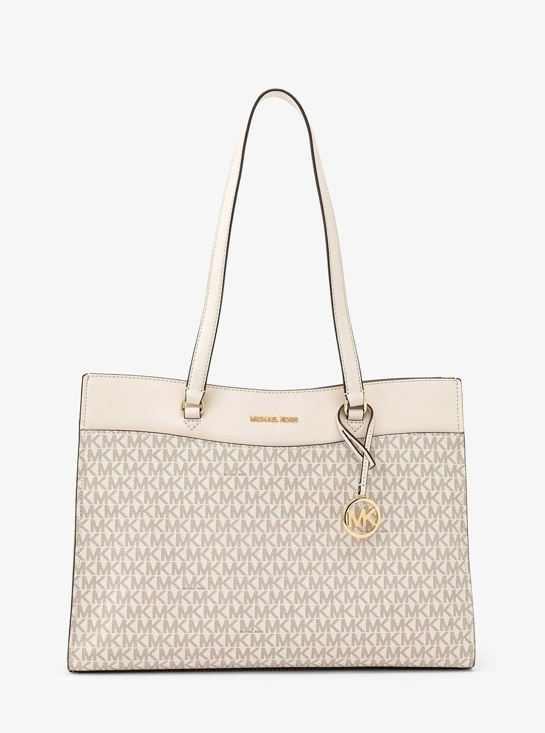 【マイケルコース/MICHAEL KORS】のJET SET TRAVEL ポケットトート ラージ - MKシグネチャー マイケルコース インテリア・キッズ・メンズ・レディースファッション・服の通販 founy(ファニー) 　ファッション　Fashion　レディースファッション　Fashion for Women　バッグ　Bags　旅行　Travel　コレクション　Collection, Seasonal Line　ドロップ　Drop Shoulder, Dropped Style　ラグジュアリー　Luxury, Elegant　BEIGE|ID: prp329100004833674 ipo3291000000035200969