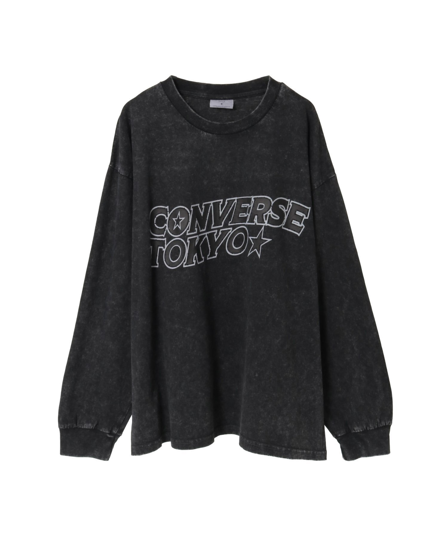 【コンバーストウキョウ/CONVERSE TOKYO】のLOGO PRINT HOTFIX LONGSLEEVE TEE インテリア・キッズ・メンズ・レディースファッション・服の通販 founy(ファニー) 　ファッション　Fashion　レディースファッション　Fashion for Women　トップス・カットソー　Cut & Sew Tops　ヴィンテージ　Vintage Style　カーゴパンツ　Cargo Pants, Utility Pants　シンプル　Simple, Minimal　ストーン　Stone, Gem-Like　デニム　Denim, Jeans Material　パウダー　Powder, Soft Tone　プリント　Print, Printed Pattern　モチーフ　Motif, Design Theme　リラックス　Relax, Relaxed Fit　ブラック|ID: prp329100004833693 ipo3291000000035201284