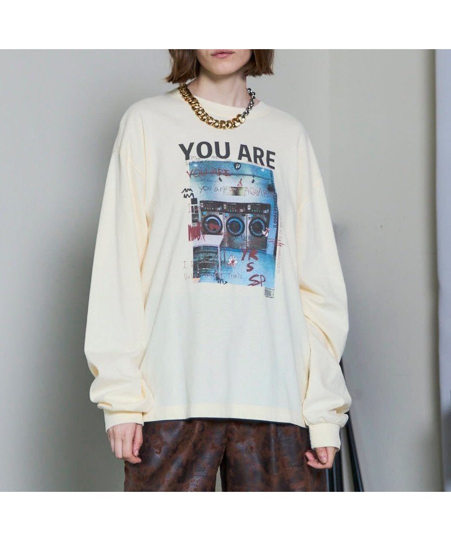 【メゾンスペシャル/MAISON SPECIAL】のLaundry Photo Long Sleeve T-shirt インテリア・キッズ・メンズ・レディースファッション・服の通販 founy(ファニー) 　ファッション　Fashion　レディースファッション　Fashion for Women　トップス・カットソー　Cut & Sew Tops　シャツ・ブラウス・オフィスカジュアル　Elegant Blouses & Button-Ups　ロングTシャツ・Tシャツ　Longline T-Shirts & Tees　インナー　Innerwear　カーゴパンツ　Cargo Pants, Utility Pants　グラフィック　Graphic, Graphic Design　スリーブ　Sleeve, Long Sleeve / Short Sleeve　デニム　Denim, Jeans Material　ピーチ　Peach, Soft Touch　フロント　Front, Front Design　プリント　Print, Printed Pattern　ロング　Long, Long-Length　A/W・秋冬　Autumn/Winter　CRM|ID: prp329100004833697 ipo3291000000035201329