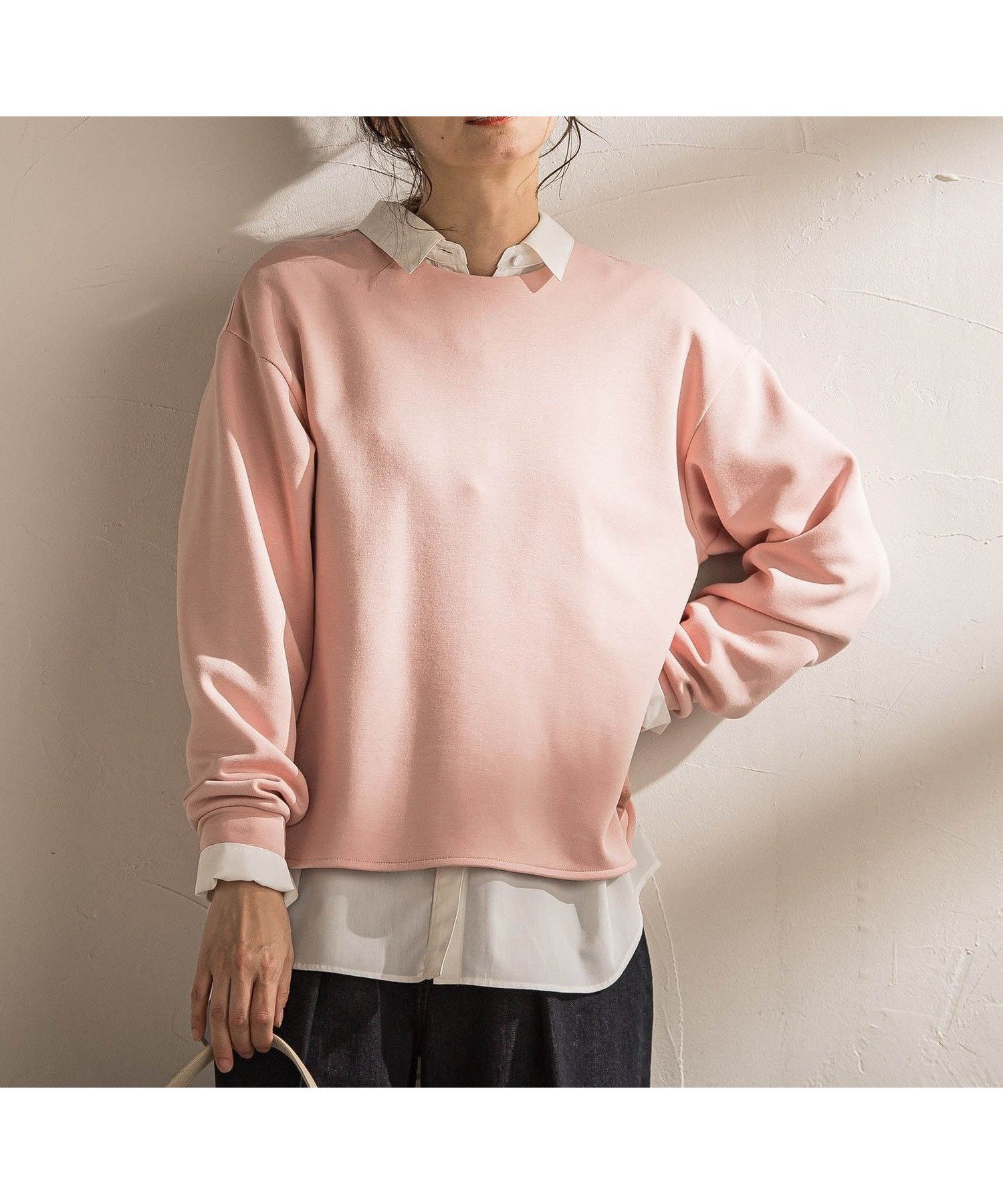 【ロートレ アモン/LAUTRE AMONT】の【WEB限定】《暖色美》裏起毛クルーネックトップス≪手洗い≫ インテリア・キッズ・メンズ・レディースファッション・服の通販 founy(ファニー) 　ファッション　Fashion　レディースファッション　Fashion for Women　トップス・カットソー　Cut & Sew Tops　インナー　Innerwear　シンプル　Simple, Minimal　スウェット / スエット　Sweatshirt, Sweatwear　ネックレス　Necklace, Pendant Necklace　冬　Winter / This Winter　A/W・秋冬　Autumn/Winter　エレガント 上品　Elegant　ピンク|ID: prp329100004833698 ipo3291000000035201340