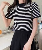 【アミュレット/Amulet】の【Dewlily】ボーダー半袖ニットソー 人気、トレンドファッション・服の通販 founy(ファニー) ファッション Fashion レディースファッション Fashion for Women トップス・カットソー Cut & Sew Tops ニット Knit Tops & Sweaters ニットソー Knit-Sewn, Cut & Sew Knit ボーダー Border, Stripe 半袖 Short Sleeve, Half Sleeve thumbnail ブラック|ID: prp329100004833709 ipo3291000000035201468