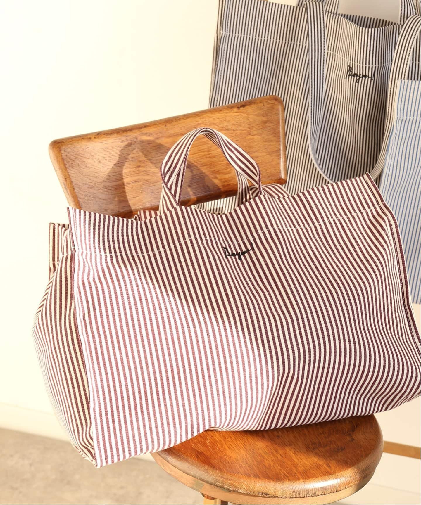 【その他のブランド/Other】のボンジュール2wayトート stripe インテリア・キッズ・メンズ・レディースファッション・服の通販 founy(ファニー) 　ファッション　Fashion　レディースファッション　Fashion for Women　バッグ　Bags　コンパクト　Compact, Small Size　トラベル　Travel, Travel Gear　ドット　Polka Dot, Dot Pattern　ポケット　Pocket, Pocket Detail　ポーチ　Pouch, Small Case　旅行　Travel　ブラウン|ID: prp329100004833871 ipo3291000000035204211