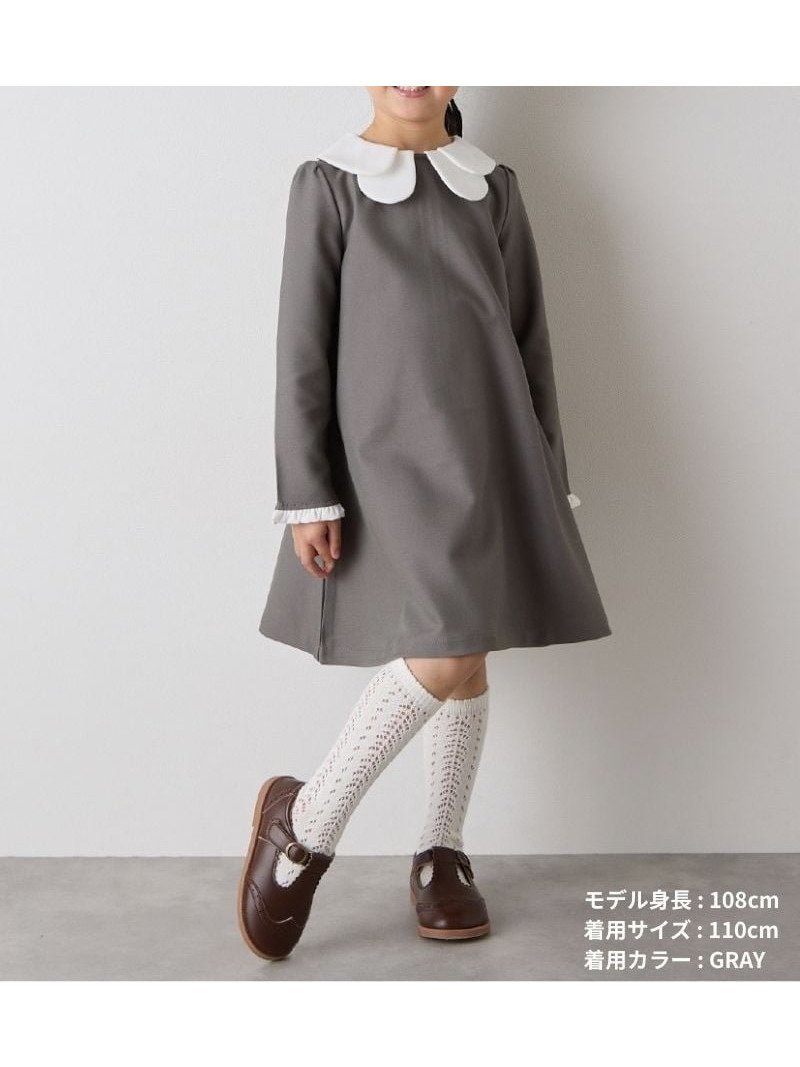 【リジェール/riziere / KIDS】のダブルカラーセレモニーワンピース インテリア・キッズ・メンズ・レディースファッション・服の通販 founy(ファニー) 　ファッション　Fashion　キッズファッション　Fashion for Kids　ワンピース　Dresses　フリル　Frill, Ruffle　ポケット　Pocket, Pocket Detail　エレガント 上品　Elegant　入学式　Entrance Ceremony　卒業式　Graduation Ceremony　GRAY|ID: prp329100004833900 ipo3291000000035204633