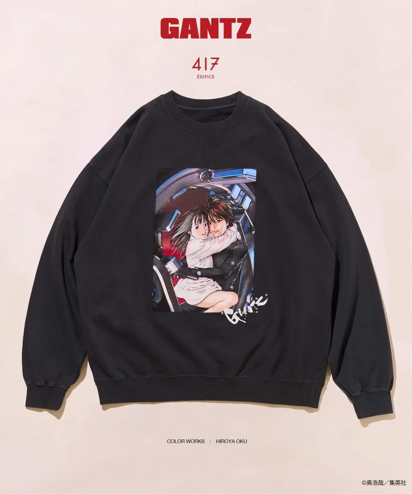 【フォーワンセブン バイ エディフィス/417 by EDIFICE / MEN】のGANTZ / ガンツ 417別注 COLORWORKS スウェット インテリア・キッズ・メンズ・レディースファッション・服の通販 founy(ファニー) 　ファッション　Fashion　メンズファッション　Fashion for Men　イラスト　Illustration　キャラクター　Character, Licensed Characters　クール　Cool, Chic　グラフィック　Graphic, Graphic Design　コレクション　Collection, Seasonal Line　スウェット / スエット　Sweatshirt, Sweatwear　プリント　Print, Printed Pattern　別注　Limited Edition, Custom Order　メタリック　Metallic, Shiny Finish　ブラック B|ID: prp329100004833916 ipo3291000000035204896
