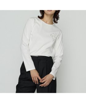 【コムサ/COMME CA】のスーピマバイオシルスムース ビジュー刺繍Tシャツ 人気、トレンドファッション・服の通販 founy(ファニー) ファッション Fashion レディースファッション Fashion for Women トップス・カットソー Cut & Sew Tops シャツ・ブラウス・オフィスカジュアル Elegant Blouses & Button-Ups ロングTシャツ・Tシャツ Longline T-Shirts & Tees スパンコール Sequins, Sequin Embellishment スリット Slit, Slit Detail ビジュー Bijou, Jewel-like Accent ブローチ Brooch, Pin Brooch ベーシック Basic, Essential ランダム Random, Irregular エレガント 上品 Elegant 定番 Standard, Basic Item 長袖 Long Sleeve, Full Sleeve |ID:prp329100004833953