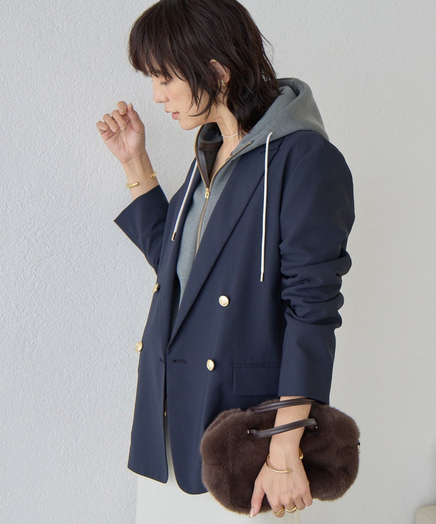 【リヴドロワ/RIVE DROITE】の【オンオフ着れる】ライトピークドラペルジャケット インテリア・キッズ・メンズ・レディースファッション・服の通販 founy(ファニー) 　ファッション　Fashion　レディースファッション　Fashion for Women　アウター　Coat / Outerwear Collection　レディースジャケット・軽アウター　Jackets　オケージョン　Occasion Wear　吸水　Absorbent, Quick-Dry　シンプル　Simple, Minimal　ジャケット　Jacket, Outerwear　ストレッチ　Stretch, Stretchy Fabric　テーラード　Tailored, Tailored Fit　デニム　Denim, Jeans Material　定番　Standard, Basic Item　人気　Popular, Best Seller　ロング　Long, Long-Length　再入荷　Restock / Back in Stock　おすすめ　Recommended / Our Picks　ネイビー|ID: prp329100004833975 ipo3291000000035205964