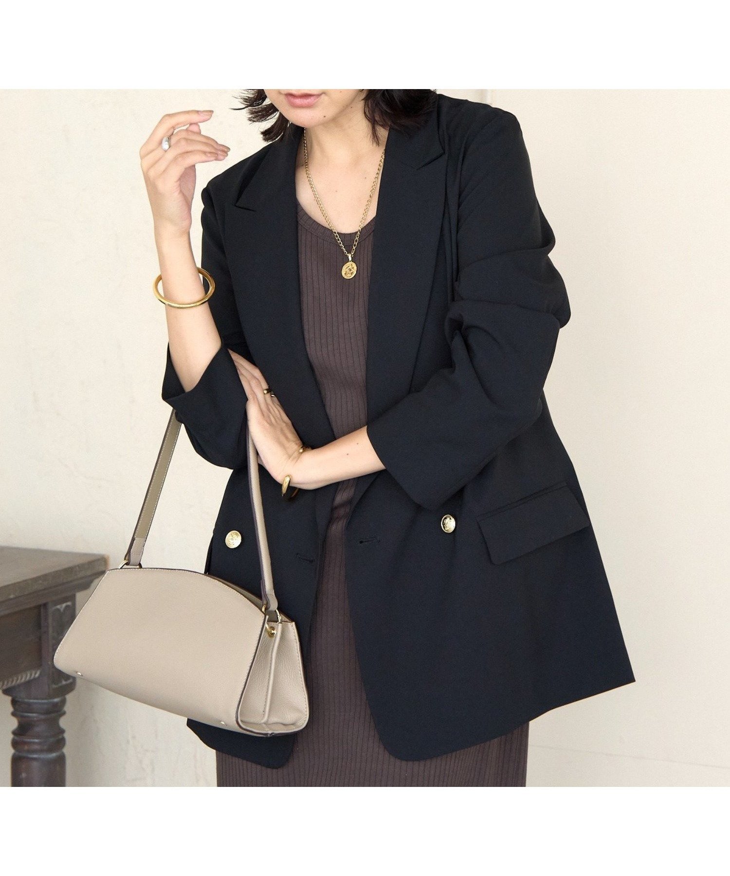 【リヴドロワ/RIVE DROITE】の【オンオフ着れる】ライトピークドラペルジャケット インテリア・キッズ・メンズ・レディースファッション・服の通販 founy(ファニー) 　ファッション　Fashion　レディースファッション　Fashion for Women　アウター　Coat / Outerwear Collection　レディースジャケット・軽アウター　Jackets　オケージョン　Occasion Wear　吸水　Absorbent, Quick-Dry　シンプル　Simple, Minimal　ジャケット　Jacket, Outerwear　ストレッチ　Stretch, Stretchy Fabric　テーラード　Tailored, Tailored Fit　デニム　Denim, Jeans Material　定番　Standard, Basic Item　人気　Popular, Best Seller　ロング　Long, Long-Length　再入荷　Restock / Back in Stock　おすすめ　Recommended / Our Picks　ブラック|ID: prp329100004833975 ipo3291000000035205967