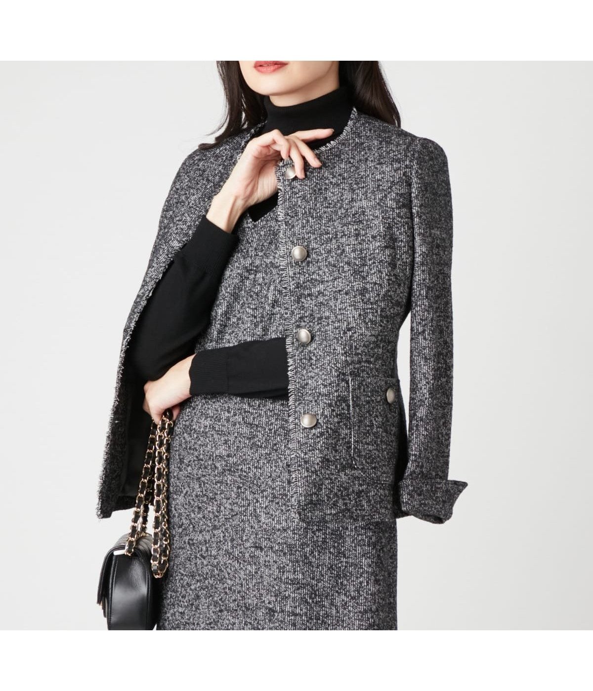 【ニューヨーカー/NEWYORKER】のウールツィード ノーカラーフリンジジャケット 人気、トレンドファッション・服の通販 founy(ファニー) 　ファッション　Fashion　レディースファッション　Fashion for Women　アウター　Coat / Outerwear Collection　レディースジャケット・軽アウター　Jackets　クラシカル　Classical, Vintage-Inspired　シンプル　Simple, Minimal　ジャケット　Jacket, Outerwear　セットアップ　Set-Up, Coordinated Outfit　ツイード／ツィード　Choker, Choker Necklace　フリンジ　Fringe, Tassel　ポケット　Pocket, Pocket Detail　ミックス　Mix, Mixed Style　メタル　Metal, Metal Parts　A/W・秋冬　Autumn/Winter　エレガント 上品　Elegant　セレモニー　Ceremony　ビジネス 仕事 通勤　Business / Work / Commuting　 other-1|ID: prp329100004833984 ipo3291000000035206098