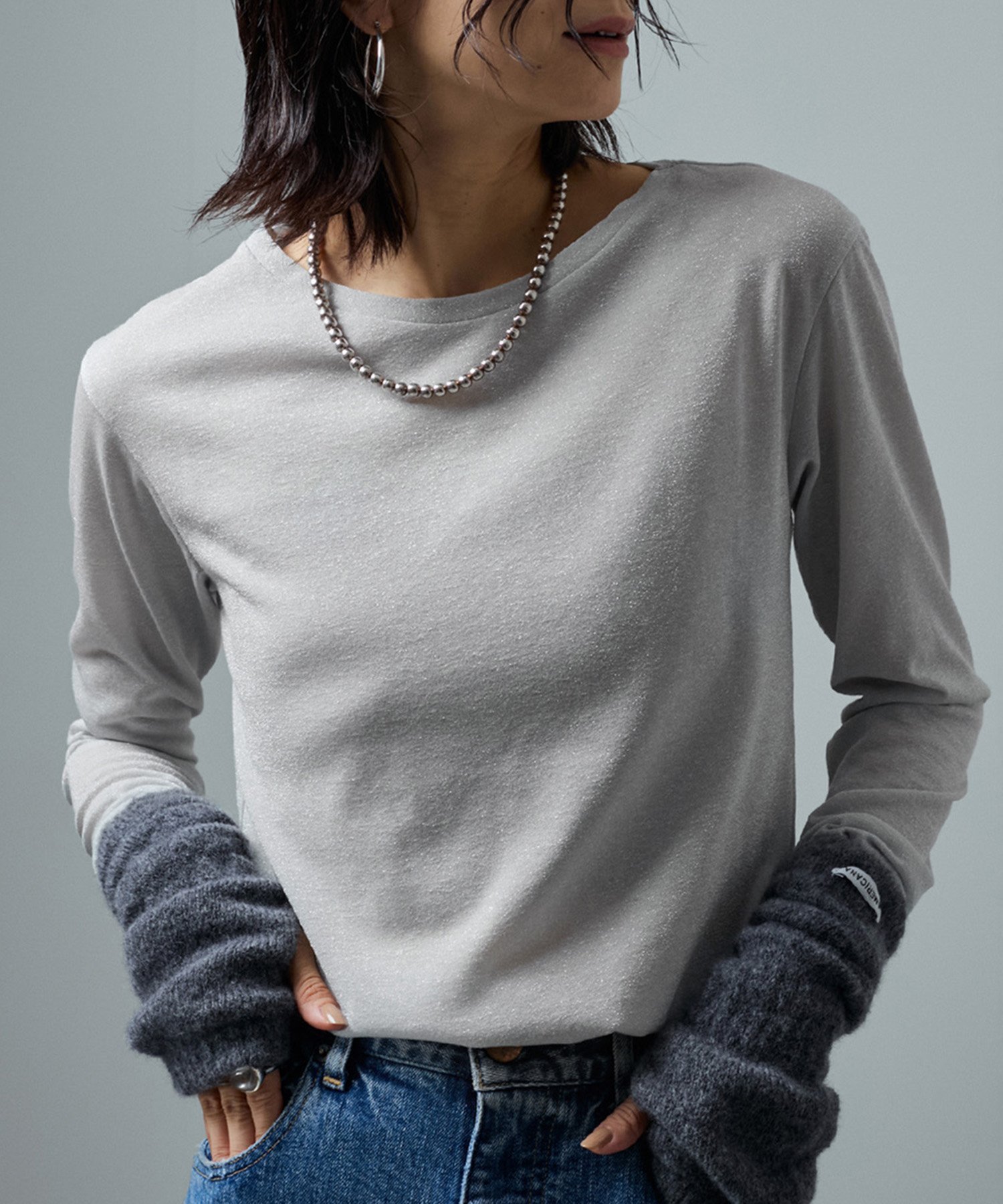 【サロン アダム エ ロペ/SALON adam et rope'】のスパークルラメプルオーバー インテリア・キッズ・メンズ・レディースファッション・服の通販 founy(ファニー) 　ファッション　Fashion　レディースファッション　Fashion for Women　トップス・カットソー　Cut & Sew Tops　カジュアルプルオーバー・ニットトップス　Pullovers & Knit Tops / Casual Pullovers　インナー　Innerwear　カットソー　Cut and Sewn Top　キャミソール　Camisole, Spaghetti Strap Top　シアー　Sheer, See-Through　シンプル　Simple, Minimal　ジャケット　Jacket, Outerwear　タンク　Tank Top, Sleeveless Top　トレンド　Trend, Trending Now　ビスチェ　Bustier, Corset Top　ポケット　Pocket, Pocket Detail　エレガント 上品　Elegant　ライトグレー(08)|ID: prp329100004833987 ipo3291000000035206128