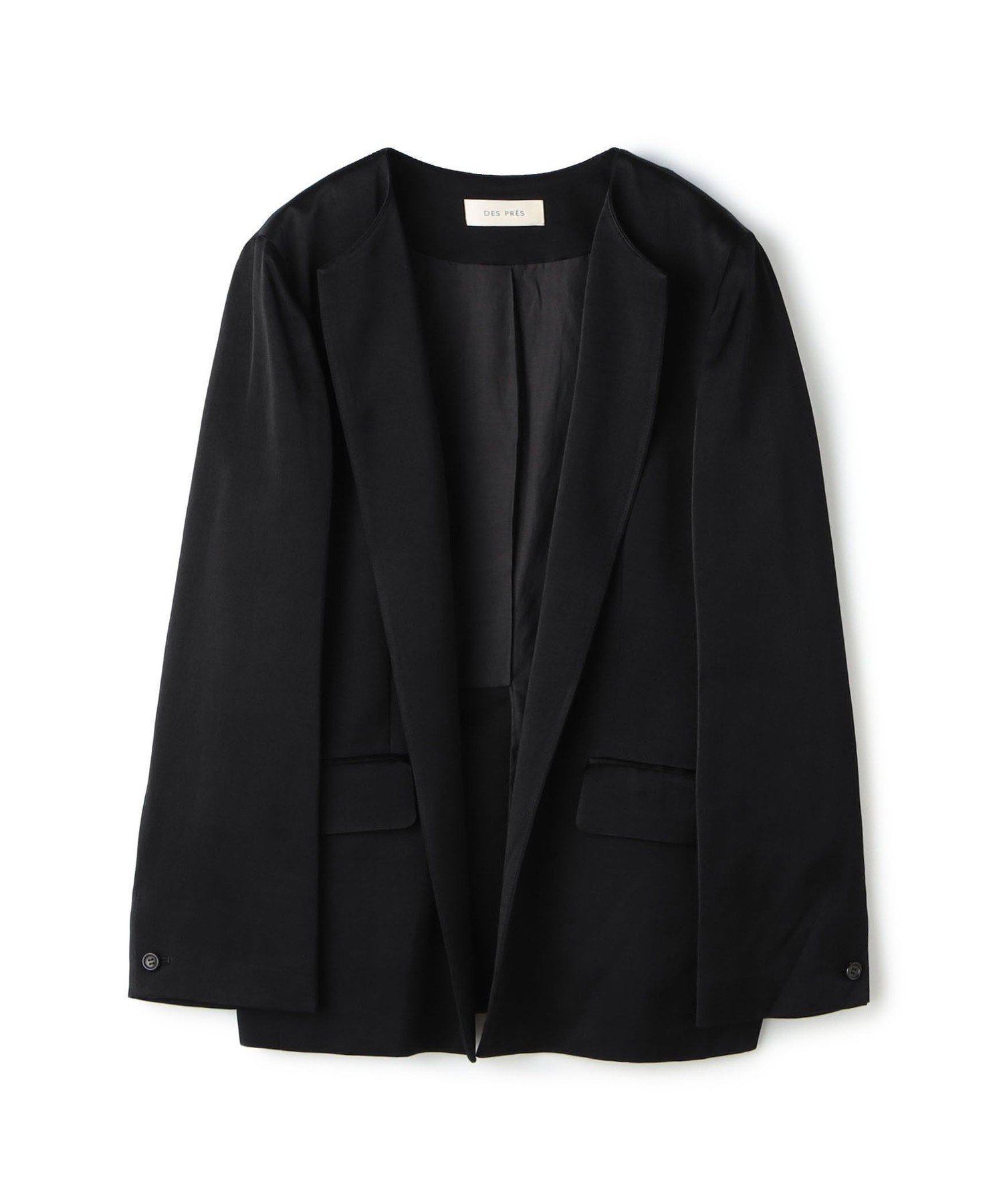 【トゥモローランド/TOMORROWLAND】のレーヨンサテン クルーネックジャケット インテリア・キッズ・メンズ・レディースファッション・服の通販 founy(ファニー) 　ファッション　Fashion　レディースファッション　Fashion for Women　アウター　Coat / Outerwear Collection　レディースジャケット・軽アウター　Jackets　カーディガン　Cardigan, Knitwear　サテン　Satin, Glossy Fabric　シンプル　Simple, Minimal　ジャケット　Jacket, Outerwear　リネン　Linen, Linen Fabric　19 ブラック|ID: prp329100004833990 ipo3291000000035206200