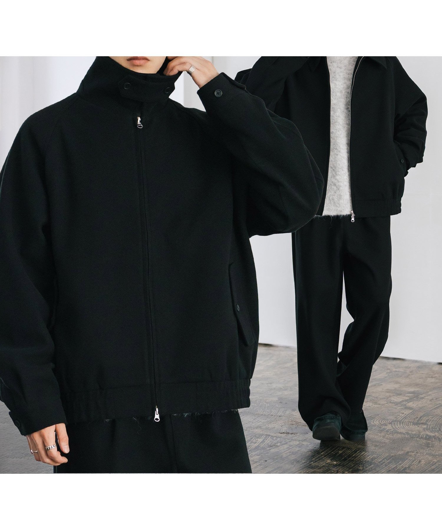 【ロッキーモンロー/Rocky Monroe】のT/M ハリントンジャケット ワイドパンツセットアップ 人気、トレンドファッション・服の通販 founy(ファニー) 　ファッション　Fashion　レディースファッション　Fashion for Women　アウター　Coat / Outerwear Collection　レディースジャケット・軽アウター　Jackets　セットアップ　Matching Sets　レディースパンツ・ボトムス　Pants & Trousers / Bottoms　シューズ　Shoes, Footwear　ショート　Short, Short Length　ジャケット　Jacket, Outerwear　スリーブ　Sleeve, Long Sleeve / Short Sleeve　セットアップ　Set-Up, Coordinated Outfit　テーパード　Tapered, Tapered Pants　ドローコード　Drawcord, Drawstring Cord　バランス　Balance, Style Balance　フィット　Fit, Slim Fit　ポケット　Pocket, Pocket Detail　メルトン　Melton, Heavy Wool　リラックス　Relax, Relaxed Fit　ロング　Long, Long-Length　ワイド　Wide, Wide Fit　再入荷　Restock / Back in Stock　 other-1|ID: prp329100004833992 ipo3291000000035206207