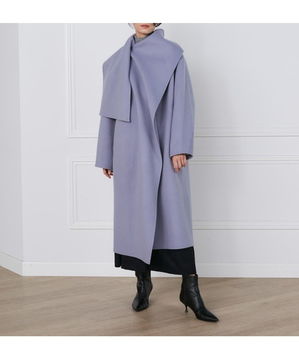 【イネド/INED】のストール風ラップリバーコート《la veille by SUPERIOR CLOSET》 インテリア・キッズ・メンズ・レディースファッション・服の通販 founy(ファニー) 　ファッション　Fashion　レディースファッション　Fashion for Women　アウター　Coat / Outerwear Collection　コート・ロングコート・ピーコート　Long Coats, Peacoats & More　ストール　Stole, Wrap　フォルム　Silhouette, Form　ポケット　Pocket, Pocket Detail　サックス|ID: prp329100004834010 ipo3291000000035206522