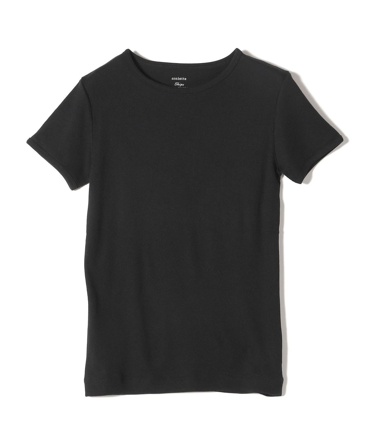 【シップス フォー ウィメン/SHIPS】の【SHIPS別注】assiette 手洗い可能 レーヨン テレコ TEE インテリア・キッズ・メンズ・レディースファッション・服の通販 founy(ファニー) 　ファッション　Fashion　レディースファッション　Fashion for Women　インナー　Innerwear　キャミソール　Camisole, Spaghetti Strap Top　吸水　Absorbent, Quick-Dry　シンプル　Simple, Minimal　テレコ　Ribbed, Rib Stitch　デニム　Denim, Jeans Material　ドレープ　Drape, Draping Fabric　バランス　Balance, Style Balance　フェミニン　Feminine, Girly　プリント　Print, Printed Pattern　ベーシック　Basic, Essential　別注　Limited Edition, Custom Order　羽織　Haori, Light Jacket　おすすめ　Recommended / Our Picks　2024年　2024　2024春夏・S/S　Spring/Summer 2024 SS24　ブラック|ID: prp329100004834014 ipo3291000000035206595