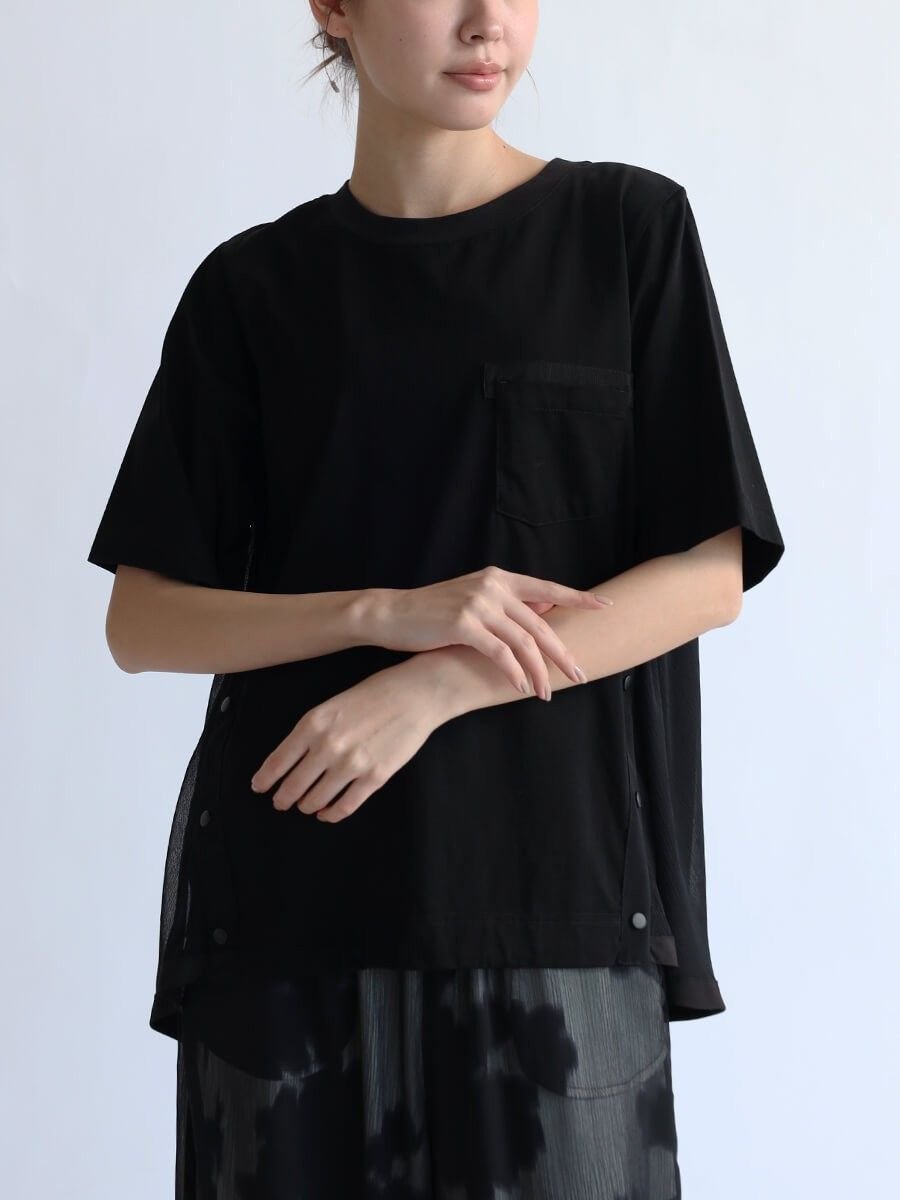 【ラシュッド/LASUD】のバックシフォンデザインカットソー 人気、トレンドファッション・服の通販 founy(ファニー) 　ファッション　Fashion　レディースファッション　Fashion for Women　トップス・カットソー　Cut & Sew Tops　カットソー・ベーシックTシャツ　Cut-and-Sewn Tops / Stretch Tees & Basics　カットソー　Cut and Sewn Top　シフォン　Chiffon, Lightweight Fabric　フォルム　Silhouette, Form　ボトム　Bottoms, Lower Wear　今季　This Season, Current Season　 other-1|ID: prp329100004834016 ipo3291000000035206630