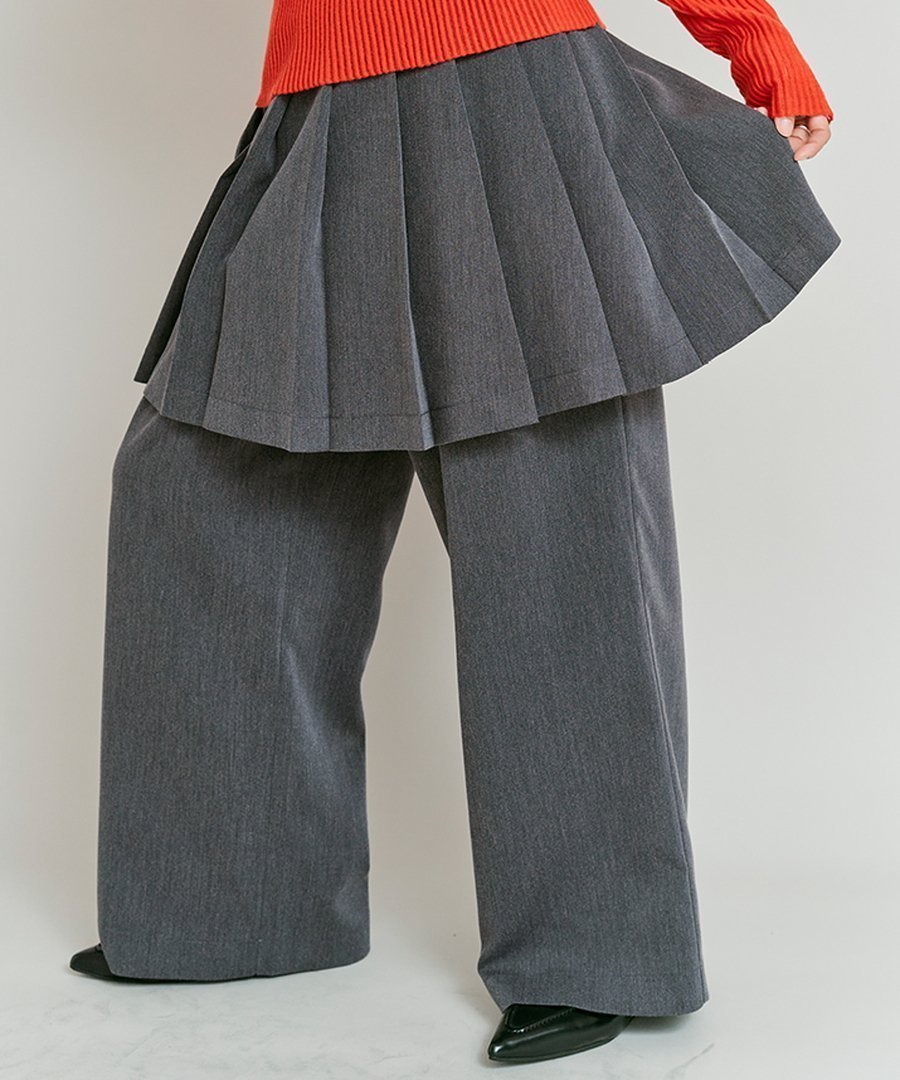 【フーク/W Huku】のリンクルフリーツイルスカートパンツ 全3色 インテリア・キッズ・メンズ・レディースファッション・服の通販 founy(ファニー) 　ファッション　Fashion　レディースファッション　Fashion for Women　スカート　Skirts　おすすめ　Recommended / Our Picks　ジャケット　Jacket, Outerwear　ストレッチ　Stretch, Stretchy Fabric　セットアップ　Set-Up, Coordinated Outfit　ツイル　Twist, Twisted Detail　トレンド　Trend, Trending Now　ドッキング　Docking, Mixed Material　プリーツ　Pleats, Pleated　ポケット　Pocket, Pocket Detail　ワイド　Wide, Wide Fit　冬　Winter / This Winter　夏　Summer　A/W・秋冬　Autumn/Winter　モクグレー|ID: prp329100004834017 ipo3291000000035206644