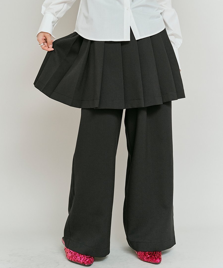 【フーク/W Huku】のリンクルフリーツイルスカートパンツ 全3色 インテリア・キッズ・メンズ・レディースファッション・服の通販 founy(ファニー) 　ファッション　Fashion　レディースファッション　Fashion for Women　スカート　Skirts　おすすめ　Recommended / Our Picks　ジャケット　Jacket, Outerwear　ストレッチ　Stretch, Stretchy Fabric　セットアップ　Set-Up, Coordinated Outfit　ツイル　Twist, Twisted Detail　トレンド　Trend, Trending Now　ドッキング　Docking, Mixed Material　プリーツ　Pleats, Pleated　ポケット　Pocket, Pocket Detail　ワイド　Wide, Wide Fit　冬　Winter / This Winter　夏　Summer　A/W・秋冬　Autumn/Winter　ブラック|ID: prp329100004834017 ipo3291000000035206646