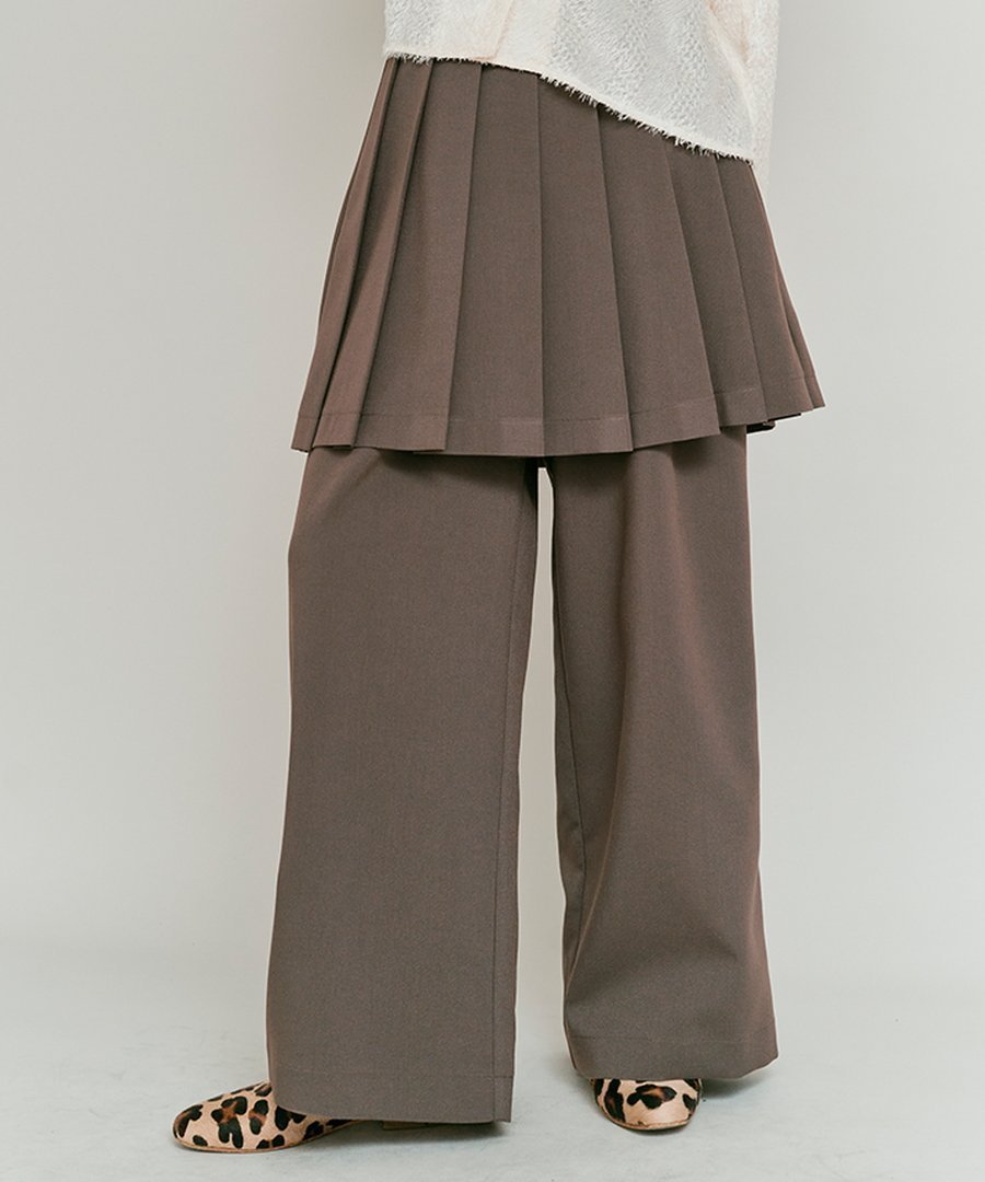 【フーク/W Huku】のリンクルフリーツイルスカートパンツ 全3色 インテリア・キッズ・メンズ・レディースファッション・服の通販 founy(ファニー) 　ファッション　Fashion　レディースファッション　Fashion for Women　スカート　Skirts　おすすめ　Recommended / Our Picks　ジャケット　Jacket, Outerwear　ストレッチ　Stretch, Stretchy Fabric　セットアップ　Set-Up, Coordinated Outfit　ツイル　Twist, Twisted Detail　トレンド　Trend, Trending Now　ドッキング　Docking, Mixed Material　プリーツ　Pleats, Pleated　ポケット　Pocket, Pocket Detail　ワイド　Wide, Wide Fit　冬　Winter / This Winter　夏　Summer　A/W・秋冬　Autumn/Winter　ブラウン|ID: prp329100004834017 ipo3291000000035206647