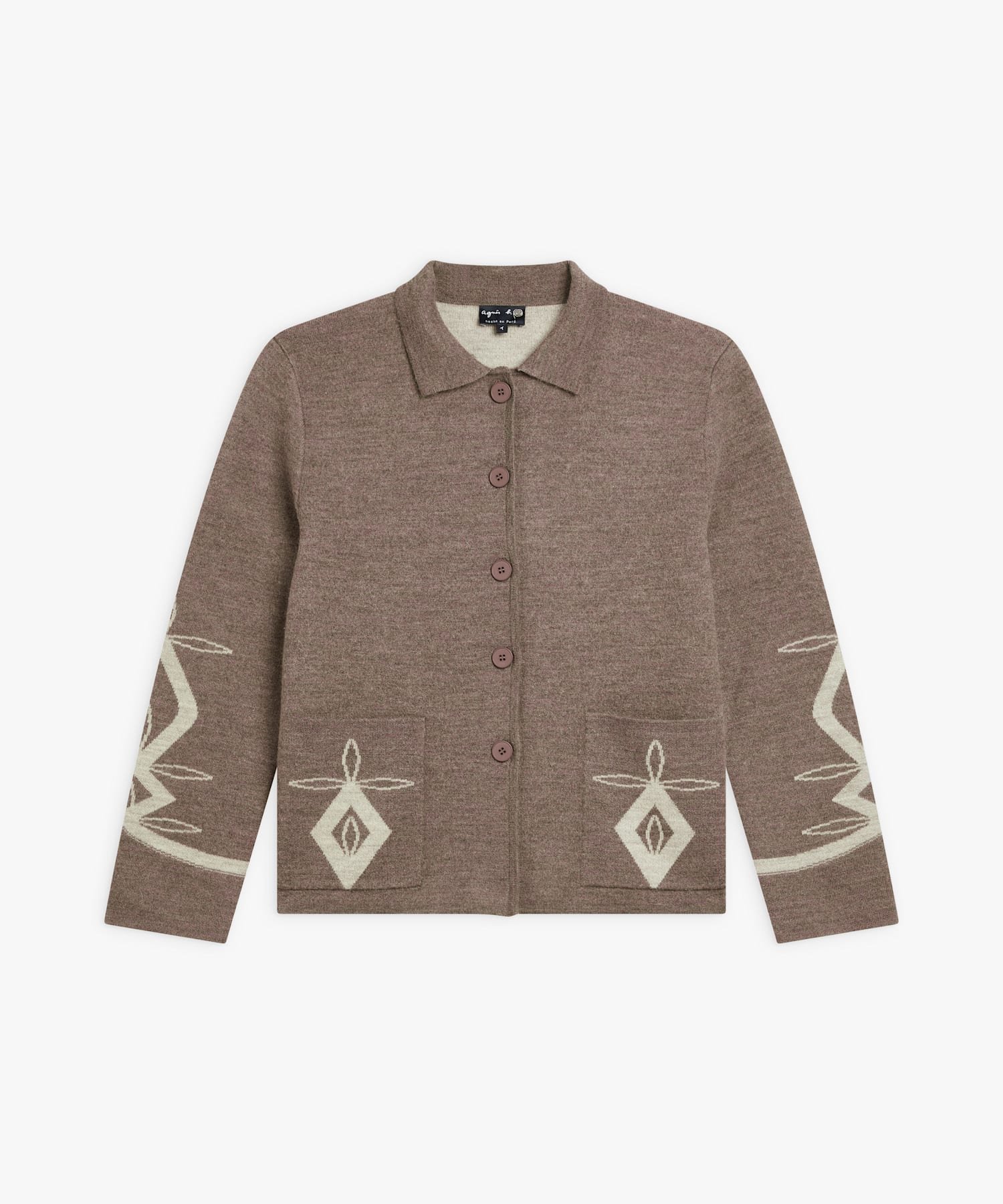 【アニエスベー ファム/agnes b. FEMME】のウール ジャケット Mexico インテリア・キッズ・メンズ・レディースファッション・服の通販 founy(ファニー) 　ファッション　Fashion　レディースファッション　Fashion for Women　アウター　Coat / Outerwear Collection　レディースジャケット・軽アウター　Jackets　クラシック　Classic, Timeless Style　ショート　Short, Short Length　シンプル　Simple, Minimal　ジャケット　Jacket, Outerwear　パターン　Pattern, Design Print　フロント　Front, Front Design　ポケット　Pocket, Pocket Detail　エレガント 上品　Elegant　長袖　Long Sleeve, Full Sleeve　ブラウン|ID: prp329100004834028 ipo3291000000035206769