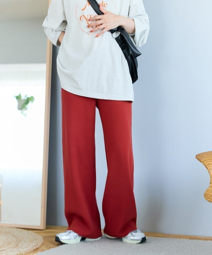 【フリークスストア/FREAK'S STORE】のニット ワイド イージーパンツ【限定展開】 25AW インテリア・キッズ・メンズ・レディースファッション・服の通販 founy(ファニー) 　ファッション　Fashion　レディースファッション　Fashion for Women　パンツ　Pants & Trousers　秋　Autumn　スウェット / スエット　Sweatshirt, Sweatwear　チュニック　Tunic, Long Top　定番　Standard, Basic Item　人気　Popular, Best Seller　バランス　Balance, Style Balance　リボン　Ribbon, Bow　リラックス　Relax, Relaxed Fit　ワイド　Wide, Wide Fit　A/W・秋冬　Autumn/Winter　冬　Winter / This Winter　おすすめ　Recommended / Our Picks　2025年　2025　2025-2026秋冬・A/W　Autumn/Winter 2025–26 AW25–26　レッド|ID: prp329100004834045 ipo3291000000035206998