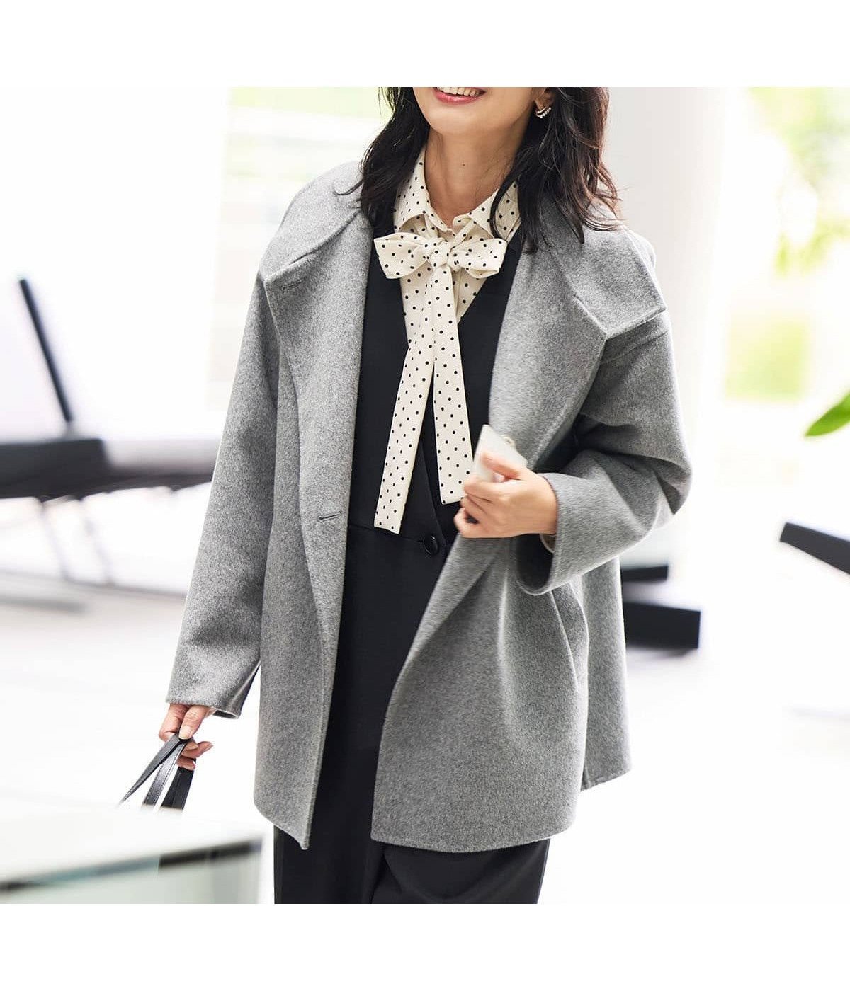 【ニューヨーカー/NEWYORKER】のウールナイロンリバー スタンドショートコート 人気、トレンドファッション・服の通販 founy(ファニー) 　ファッション　Fashion　レディースファッション　Fashion for Women　アウター　Coat / Outerwear Collection　コート・ロングコート・ピーコート　Long Coats, Peacoats & More　ショート　Short, Short Length　スタンド　Stand Collar, Upright Stand　ダブル　Double, Double-Breasted　ポケット　Pocket, Pocket Detail　ミドル　Middle Length, Mid Height　A/W・秋冬　Autumn/Winter　ビジネス 仕事 通勤　Business / Work / Commuting　 other-1|ID: prp329100004834077 ipo3291000000035207445