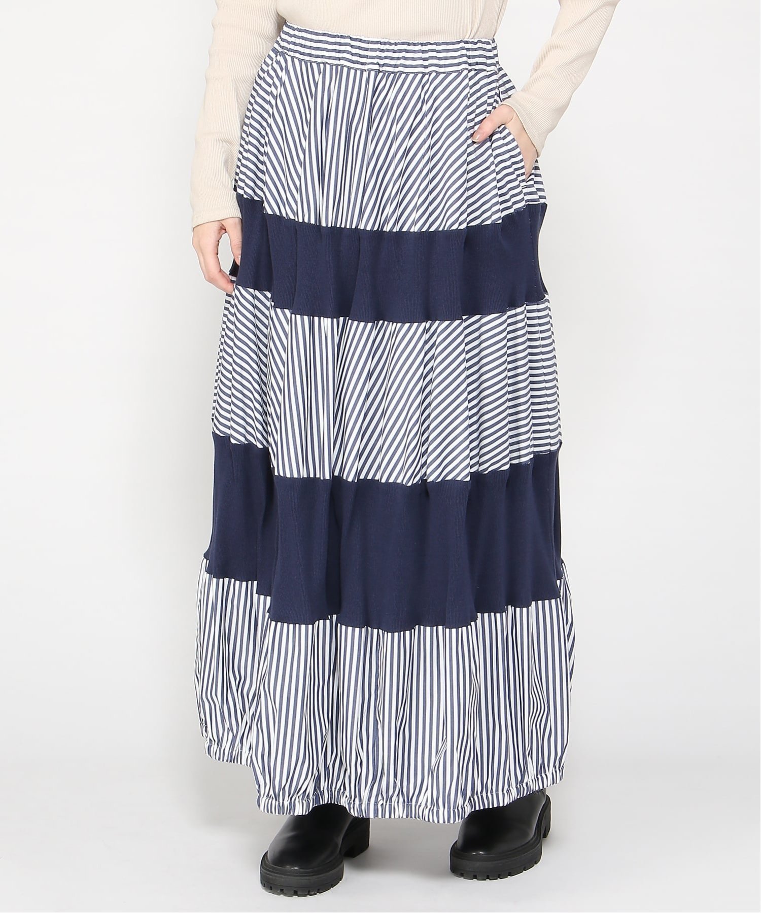 【ゴム/gomme】のブロードリブスカート 人気、トレンドファッション・服の通販 founy(ファニー) 　ファッション　Fashion　レディースファッション　Fashion for Women　スカート　Skirts　ストライプ　Stripe, Striped Pattern　テレコ　Ribbed, Rib Stitch　ブロード　Broadcloth, Fine Cotton　ポケット　Pocket, Pocket Detail　ロング　Long, Long-Length　 other-1|ID: prp329100004834094 ipo3291000000035207660