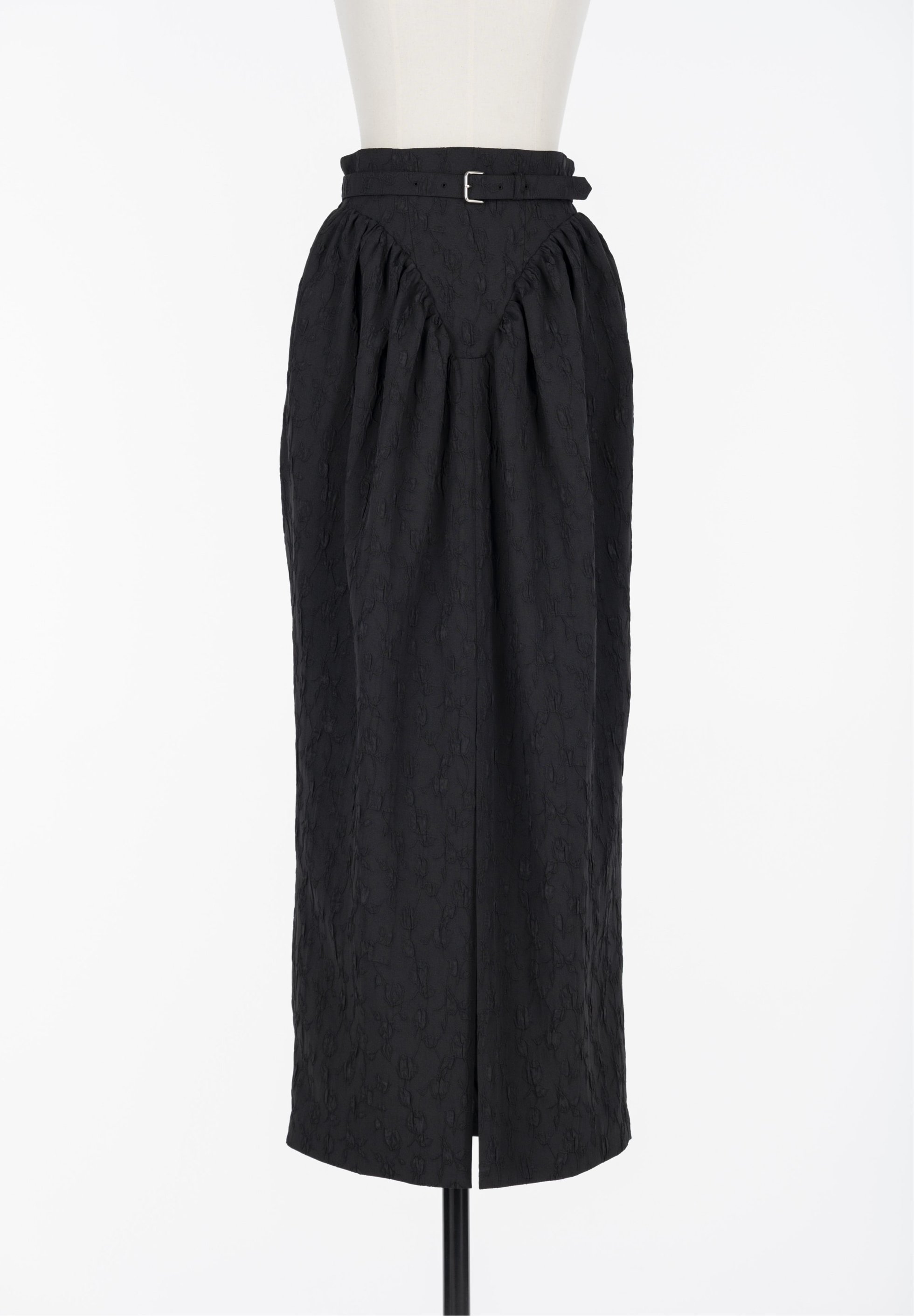 【フェティコ/FETICO】のFloral jacquard curvy skirt インテリア・キッズ・メンズ・レディースファッション・服の通販 founy(ファニー) 　ファッション　Fashion　レディースファッション　Fashion for Women　スカート　Skirts　ギャザー　Gathered, Ruffled　ヴィンテージ　Vintage Style　Black|ID: prp329100004834101 ipo3291000000035207730