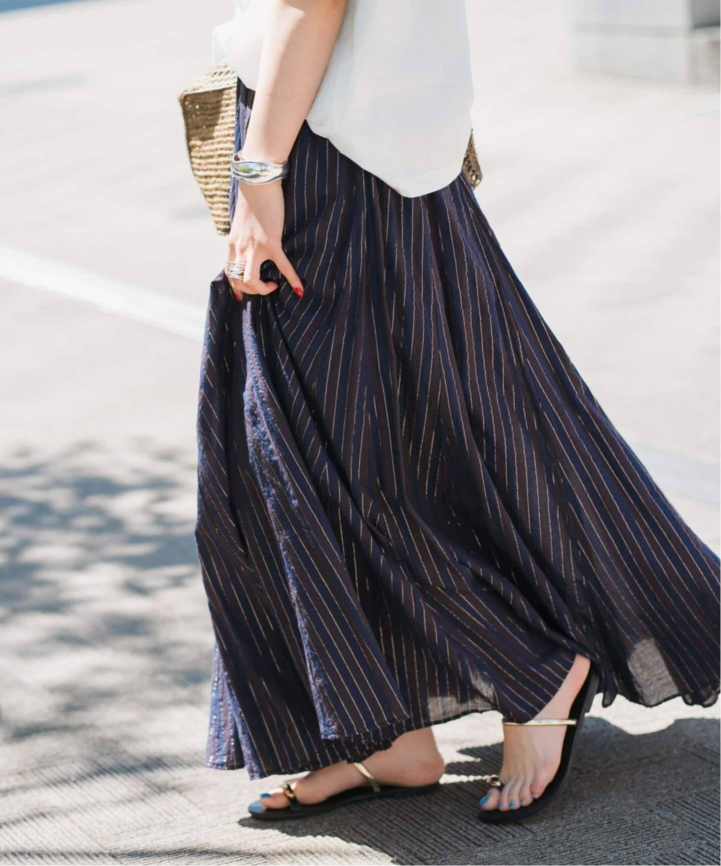 【スピック&スパン/Spick & Span】の《WEB限定 / 追加 》HYUストライプギャザーフレアスカート インテリア・キッズ・メンズ・レディースファッション・服の通販 founy(ファニー) 　ファッション　Fashion　レディースファッション　Fashion for Women　スカート　Skirts　Aライン・フレアスカート　A-Line & Flared Skirts　ストライプ　Stripe, Striped Pattern　人気　Popular, Best Seller　ブラウンベース|ID: prp329100004834124 ipo3291000000035208005