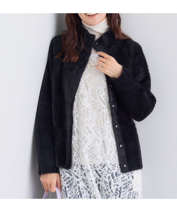 【インディヴィ/INDIVI】のスタンドネック シャギーモールニット インテリア・キッズ・メンズ・レディースファッション・服の通販 founy(ファニー) 　ファッション　Fashion　レディースファッション　Fashion for Women　トップス・カットソー　Cut & Sew Tops　ニット　Knit Tops & Sweaters　インナー　Innerwear　スタンド　Stand Collar, Upright Stand　スマート　Smart, Elegant　トレンド　Trend, Trending Now　ドット　Polka Dot, Dot Pattern　ボトム　Bottoms, Lower Wear　メタル　Metal, Metal Parts　ワイド　Wide, Wide Fit　おすすめ　Recommended / Our Picks　ビジネス 仕事 通勤　Business / Work / Commuting　ブラック|ID: prp329100004834130 ipo3291000000035208058