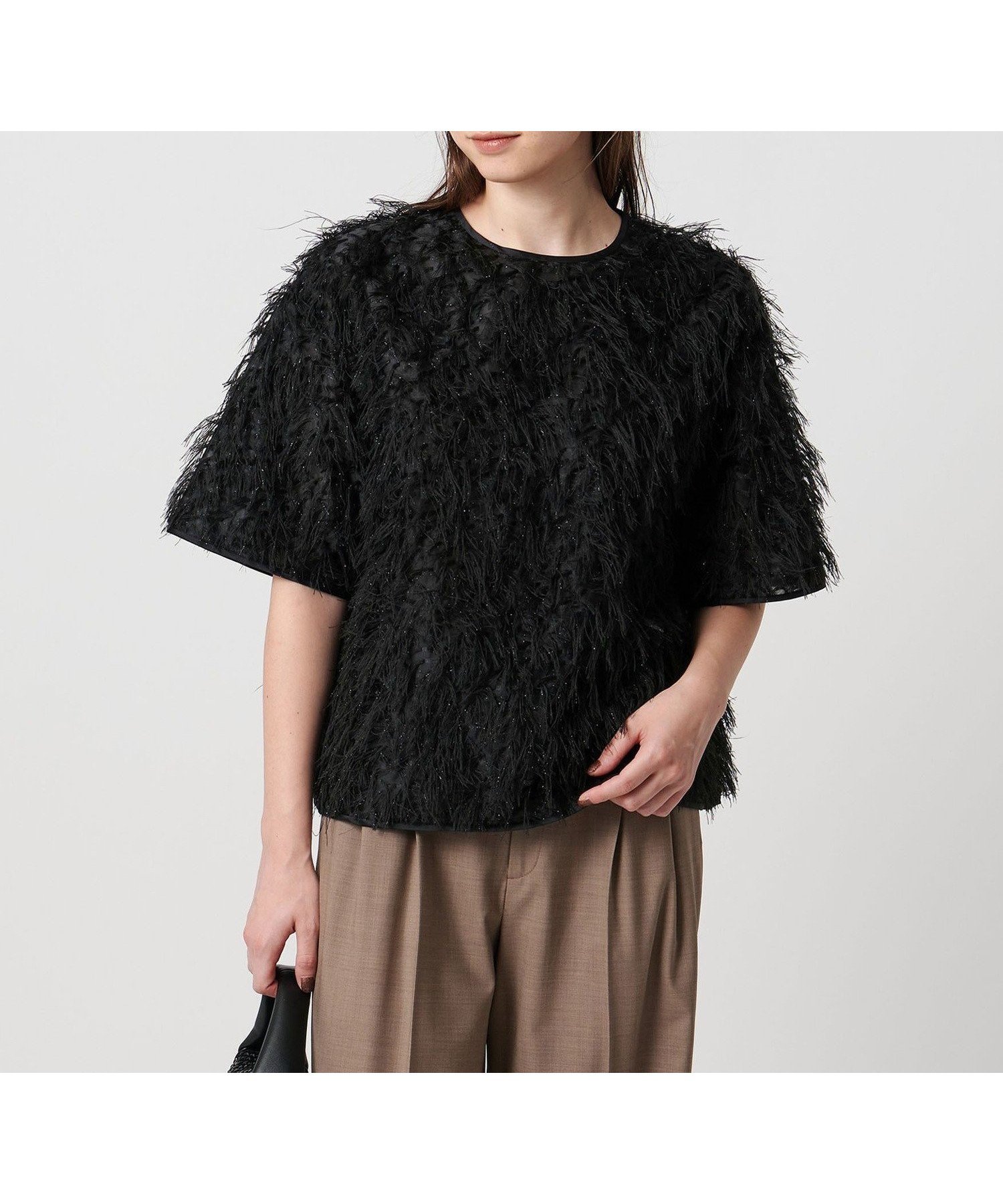 【ユナイテッドアローズ/UNITED ARROWS】のヘアリー ラメ カットジャガード ブラウス インテリア・キッズ・メンズ・レディースファッション・服の通販 founy(ファニー) 　ファッション　Fashion　レディースファッション　Fashion for Women　トップス・カットソー　Cut & Sew Tops　シャツ・ブラウス・オフィスカジュアル　Elegant Blouses & Button-Ups　インナー　Innerwear　カットジャガード　Cut Jacquard　シアー　Sheer, See-Through　シンプル　Simple, Minimal　ジャケット　Jacket, Outerwear　スラックス　Slacks, Dress Pants　セットアップ　Set-Up, Coordinated Outfit　タイトスカート　Pencil Skirt, Tight Skirt　デニム　Denim, Jeans Material　アウトレット　Outlet / Clearance　おすすめ　Recommended / Our Picks　エレガント 上品　Elegant　BLACK|ID: prp329100004834134 ipo3291000000035208096