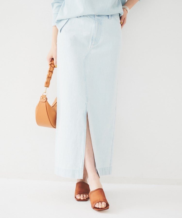 【アンタイトル/UNTITLED】のセミタイトデニムスカート インテリア・キッズ・メンズ・レディースファッション・服の通販 founy(ファニー) 　ファッション　Fashion　レディースファッション　Fashion for Women　スカート　Skirts　デニムスカート・カジュアルスカート　Denim Skirts　シンプル　Simple, Minimal　スマート　Smart, Elegant　スリット　Slit, Slit Detail　デニム　Denim, Jeans Material　バランス　Balance, Style Balance　フロント　Front, Front Design　ブリーチ　Bleach, Washed Finish　ベーシック　Basic, Essential　ポケット　Pocket, Pocket Detail　マキシ　Maxi, Full Length　リメイク　Remake, Reconstructed　ヴィンテージ　Vintage Style　サックスブルー|ID: prp329100004834142 ipo3291000000035208164