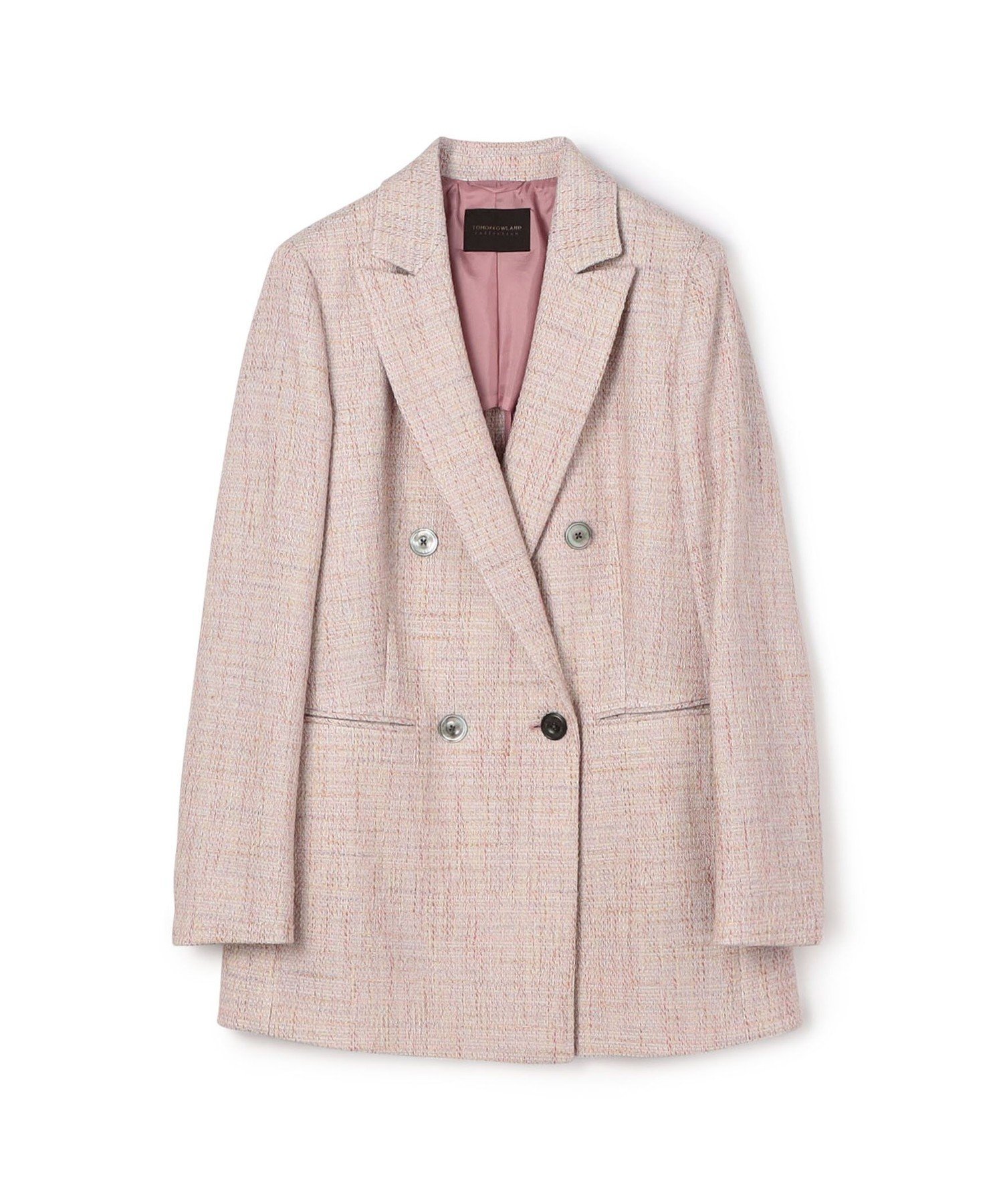 【トゥモローランド/TOMORROWLAND】のファンシーテープ ダブルブレストジャケット インテリア・キッズ・メンズ・レディースファッション・服の通販 founy(ファニー) 　ファッション　Fashion　レディースファッション　Fashion for Women　アウター　Coat / Outerwear Collection　レディースジャケット・軽アウター　Jackets　イエロー　Yellow　春　Spring　ジャケット　Jacket, Outerwear　ストレッチ　Stretch, Stretchy Fabric　ダウン　Down, Puffer　ダブル　Double, Double-Breasted　ツイード　Twill, Twill Weave　デニム　Denim, Jeans Material　マニッシュ　Mannish, Boyish　おすすめ　Recommended / Our Picks　セレモニー　Ceremony　入学式　Entrance Ceremony　34 ピンク系|ID: prp329100004834158 ipo3291000000035208395