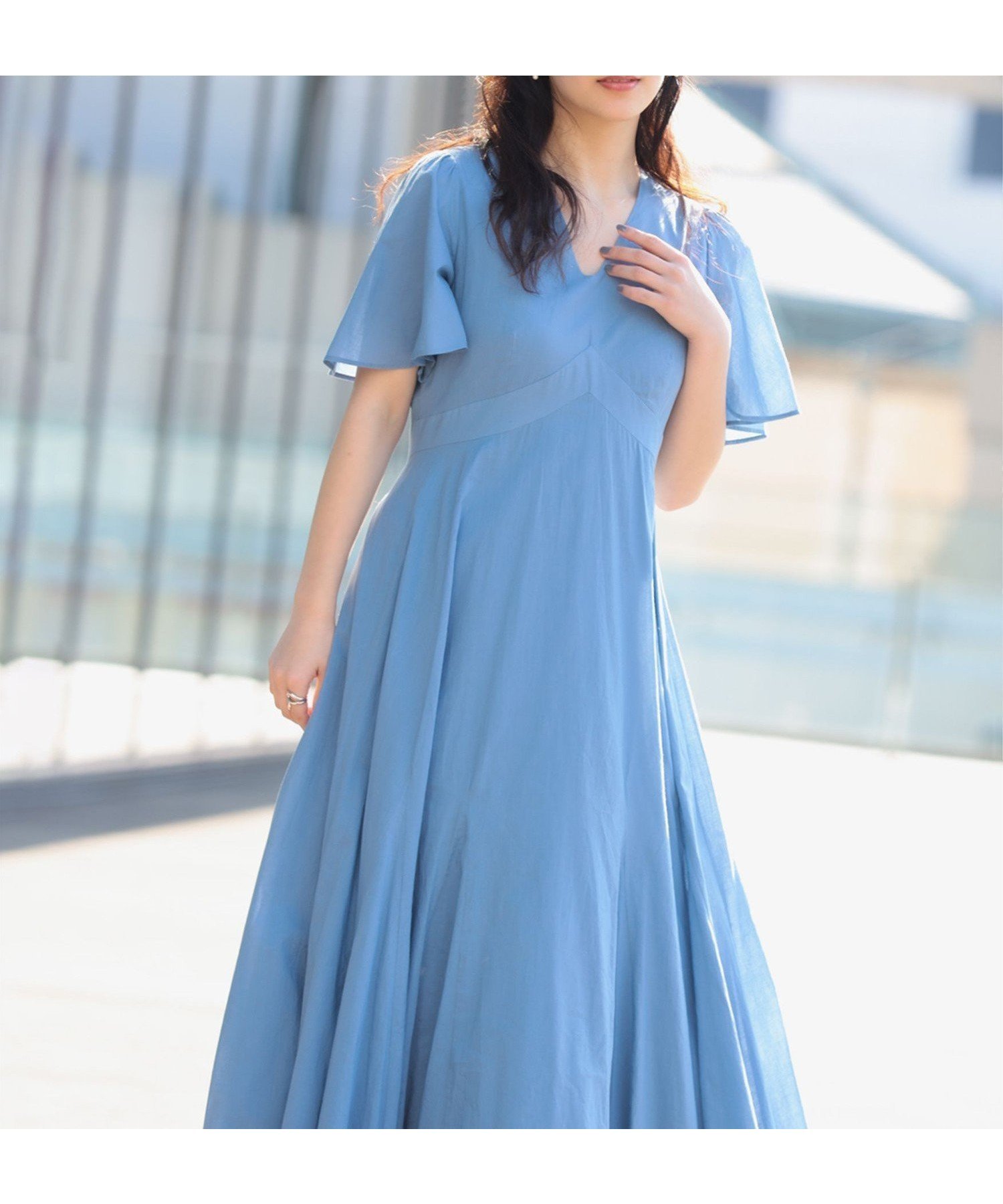 【デミルクス ビームス/Demi-Luxe BEAMS】の【別注】MARIHA / せせらぎのワンピース インテリア・キッズ・メンズ・レディースファッション・服の通販 founy(ファニー) 　ファッション　Fashion　レディースファッション　Fashion for Women　ワンピース　Dresses　インド　Indian Textile　シューズ　Shoes, Footwear　スリーブ　Sleeve, Long Sleeve / Short Sleeve　デコルテ　Décolleté, Neckline　ドレス　Dress, One-Piece　ネップ　Nepp, Slub Yarn　フラット　Flat, Flat Shoes　フレア　Flare, Flared　プリント　Print, Printed Pattern　別注　Limited Edition, Custom Order　夏　Summer　エレガント 上品　Elegant　別注SAX_BLUE|ID: prp329100004834176 ipo3291000000035208860