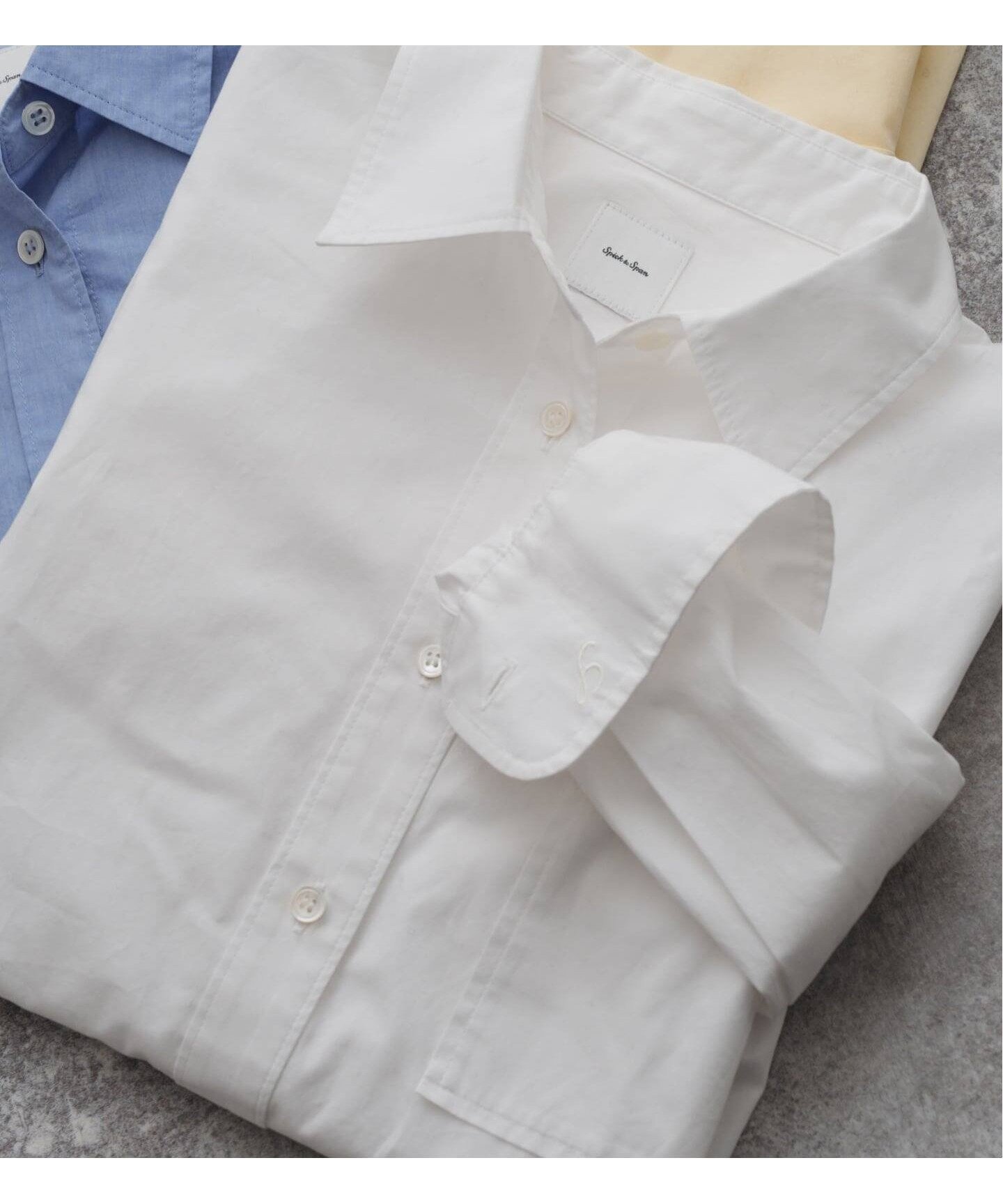 【スピック&スパン/Spick & Span】の《新色有り / 追加 》50コットンコンパクトシャツ インテリア・キッズ・メンズ・レディースファッション・服の通販 founy(ファニー) 　ファッション　Fashion　レディースファッション　Fashion for Women　トップス・カットソー　Cut & Sew Tops　シャツ・ブラウス・オフィスカジュアル　Elegant Blouses & Button-Ups　フィット　Fit, Slim Fit　ホワイト|ID: prp329100004834191 ipo3291000000035209216