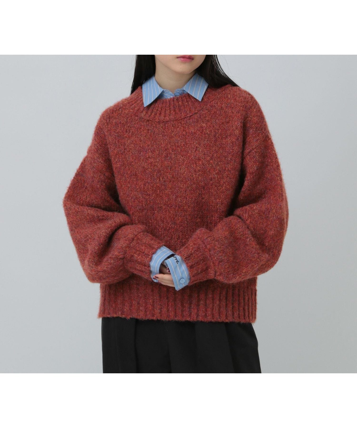 【レプシィム ローリーズファーム/LEPSIM LOWRYS FARM】の3ゲージMIXざっくりニットプルオーバー インテリア・キッズ・メンズ・レディースファッション・服の通販 founy(ファニー) 　ファッション　Fashion　レディースファッション　Fashion for Women　トップス・カットソー　Cut & Sew Tops　ニット　Knit Tops & Sweaters　カジュアルプルオーバー・ニットトップス　Pullovers & Knit Tops / Casual Pullovers　ハイネック　High Neck, Mock Neck　ミックス　Mix, Mixed Style　ワイド　Wide, Wide Fit　ヴィンテージ　Vintage Style　レッド35|ID: prp329100004834201 ipo3291000000035209416