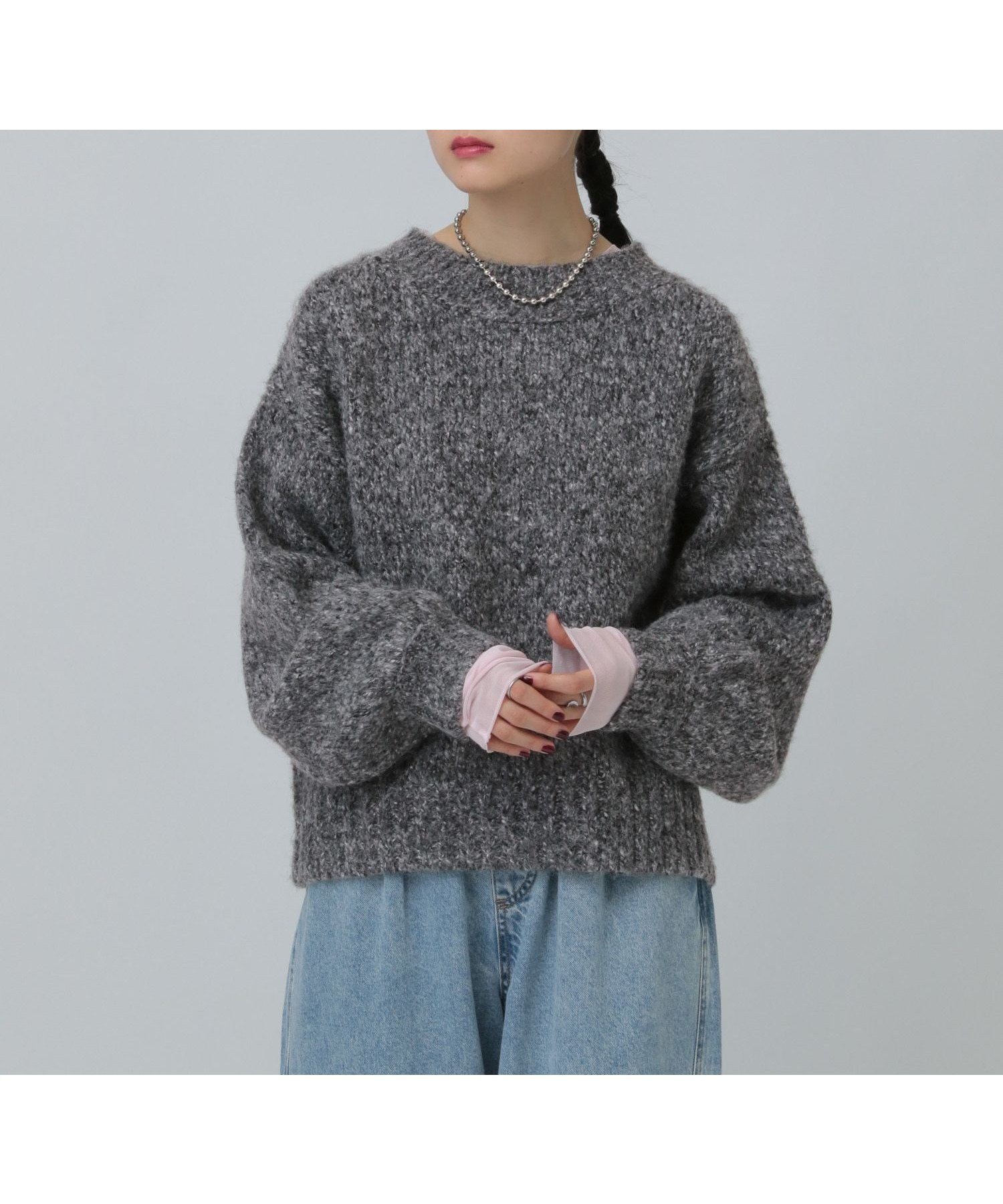 【レプシィム ローリーズファーム/LEPSIM LOWRYS FARM】の3ゲージMIXざっくりニットプルオーバー インテリア・キッズ・メンズ・レディースファッション・服の通販 founy(ファニー) 　ファッション　Fashion　レディースファッション　Fashion for Women　トップス・カットソー　Cut & Sew Tops　ニット　Knit Tops & Sweaters　カジュアルプルオーバー・ニットトップス　Pullovers & Knit Tops / Casual Pullovers　ハイネック　High Neck, Mock Neck　ミックス　Mix, Mixed Style　ワイド　Wide, Wide Fit　ヴィンテージ　Vintage Style　グレー15|ID: prp329100004834201 ipo3291000000035209417