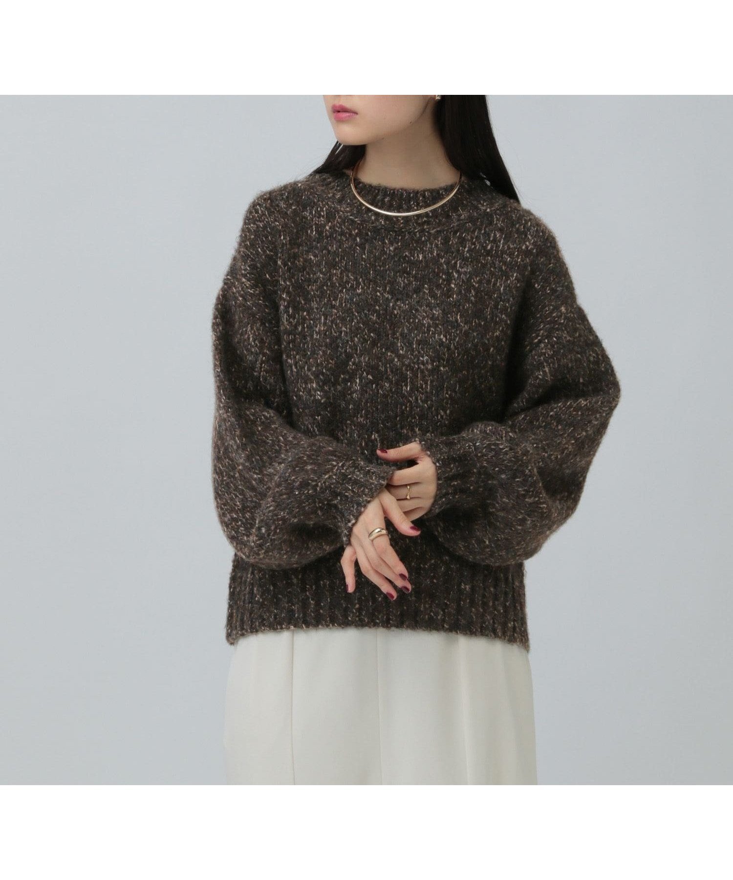 【レプシィム ローリーズファーム/LEPSIM LOWRYS FARM】の3ゲージMIXざっくりニットプルオーバー インテリア・キッズ・メンズ・レディースファッション・服の通販 founy(ファニー) 　ファッション　Fashion　レディースファッション　Fashion for Women　トップス・カットソー　Cut & Sew Tops　ニット　Knit Tops & Sweaters　カジュアルプルオーバー・ニットトップス　Pullovers & Knit Tops / Casual Pullovers　ハイネック　High Neck, Mock Neck　ミックス　Mix, Mixed Style　ワイド　Wide, Wide Fit　ヴィンテージ　Vintage Style　ブラウン58|ID: prp329100004834201 ipo3291000000035209418