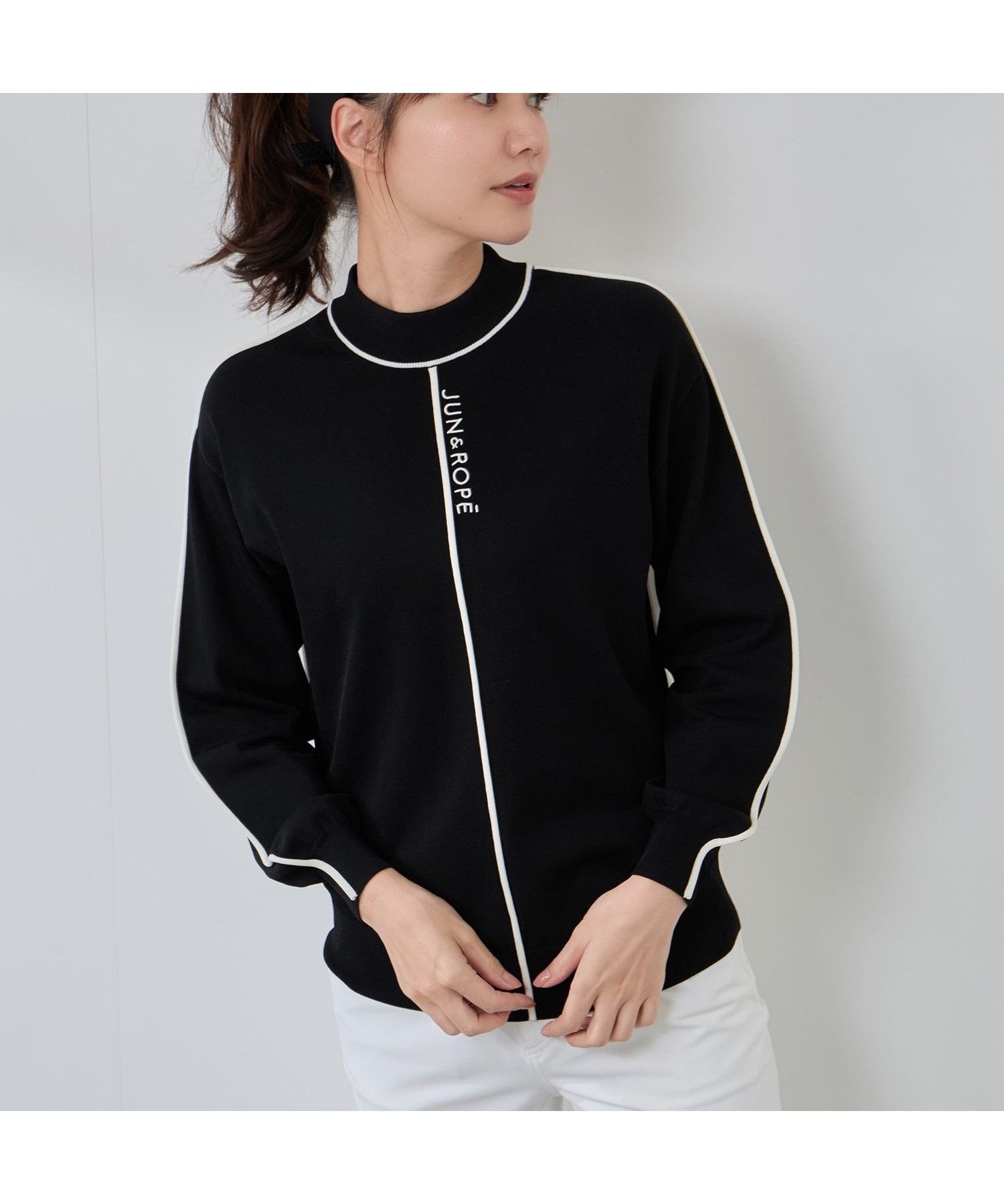 【ジュンアンドロペ/JUN&ROPE】のライン使いパフスリーブ長袖ニット 一部WEB限定カラー 人気、トレンドファッション・服の通販 founy(ファニー) 　ファッション　Fashion　レディースファッション　Fashion for Women　トップス・カットソー　Cut & Sew Tops　ニット　Knit Tops & Sweaters　秋　Autumn　コレクション　Collection, Seasonal Line　スタイリッシュ　Stylish, Fashionable　スリーブ　Sleeve, Long Sleeve / Short Sleeve　長袖　Long Sleeve, Full Sleeve　パフォーマンス　Performance, Active Function　ポケット　Pocket, Pocket Detail　メンズ　Men's, Menswear　エレガント 上品　Elegant　ゴルフ　Golf　 other-1|ID: prp329100004834211 ipo3291000000035209527