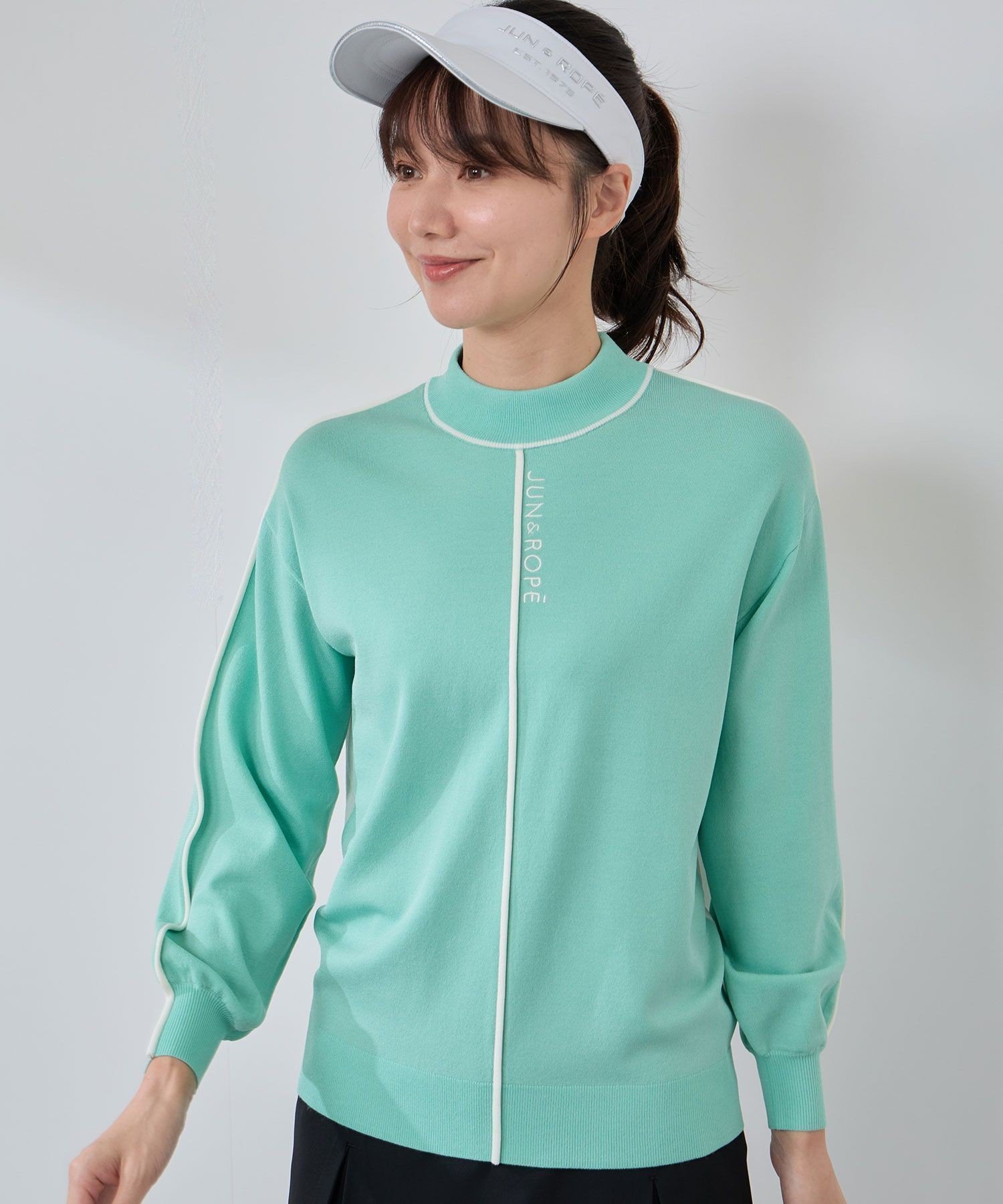 【ジュンアンドロペ/JUN&ROPE】のライン使いパフスリーブ長袖ニット 一部WEB限定カラー インテリア・キッズ・メンズ・レディースファッション・服の通販 founy(ファニー) 　ファッション　Fashion　レディースファッション　Fashion for Women　トップス・カットソー　Cut & Sew Tops　ニット　Knit Tops & Sweaters　秋　Autumn　コレクション　Collection, Seasonal Line　スタイリッシュ　Stylish, Fashionable　スリーブ　Sleeve, Long Sleeve / Short Sleeve　長袖　Long Sleeve, Full Sleeve　パフォーマンス　Performance, Active Function　ポケット　Pocket, Pocket Detail　メンズ　Men's, Menswear　エレガント 上品　Elegant　ゴルフ　Golf　グリーン系(35)|ID: prp329100004834211 ipo3291000000035209530