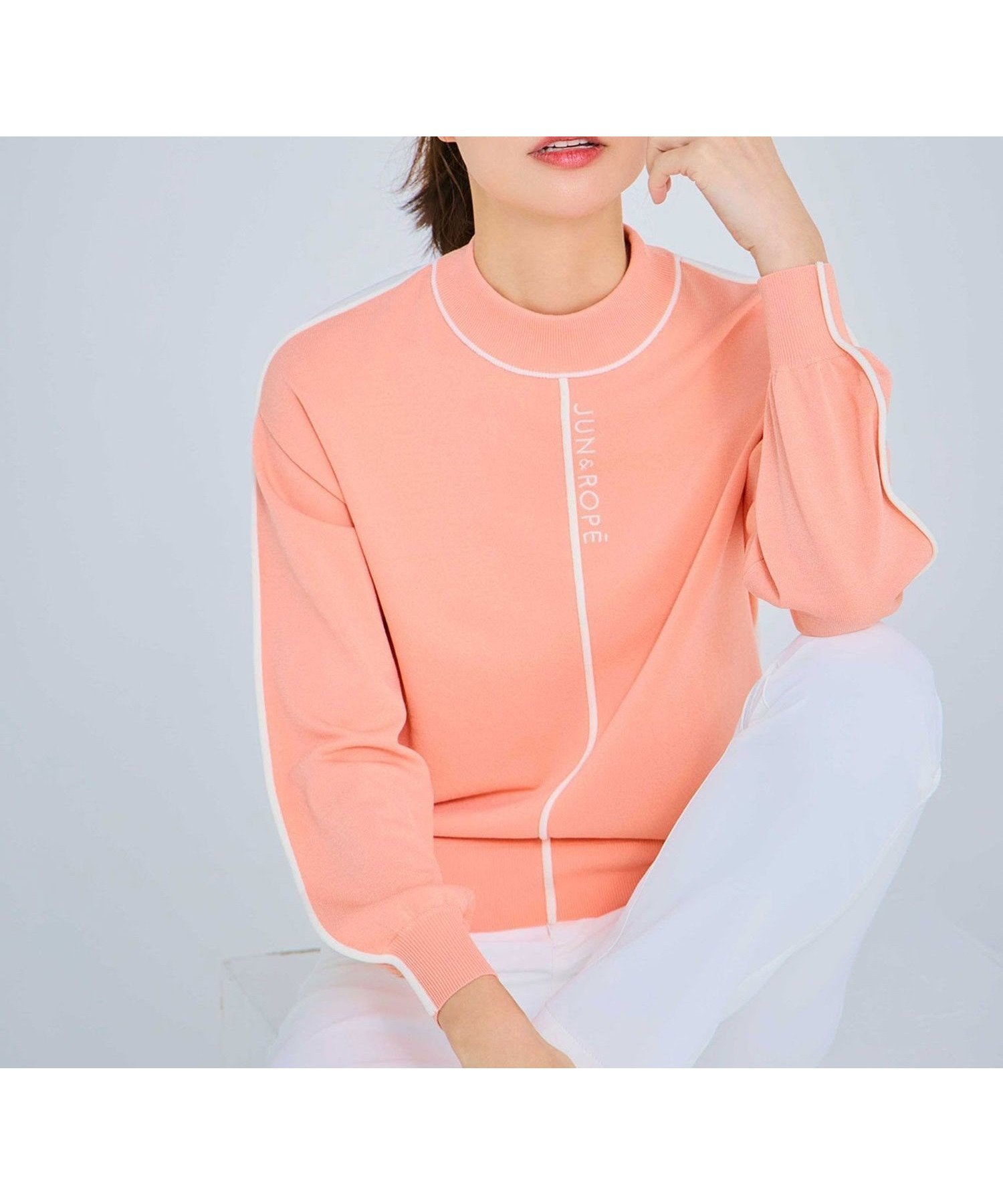 【ジュンアンドロペ/JUN&ROPE】のライン使いパフスリーブ長袖ニット 一部WEB限定カラー インテリア・キッズ・メンズ・レディースファッション・服の通販 founy(ファニー) 　ファッション　Fashion　レディースファッション　Fashion for Women　トップス・カットソー　Cut & Sew Tops　ニット　Knit Tops & Sweaters　秋　Autumn　コレクション　Collection, Seasonal Line　スタイリッシュ　Stylish, Fashionable　スリーブ　Sleeve, Long Sleeve / Short Sleeve　長袖　Long Sleeve, Full Sleeve　パフォーマンス　Performance, Active Function　ポケット　Pocket, Pocket Detail　メンズ　Men's, Menswear　エレガント 上品　Elegant　ゴルフ　Golf　ピンク系(65)|ID: prp329100004834211 ipo3291000000035209531