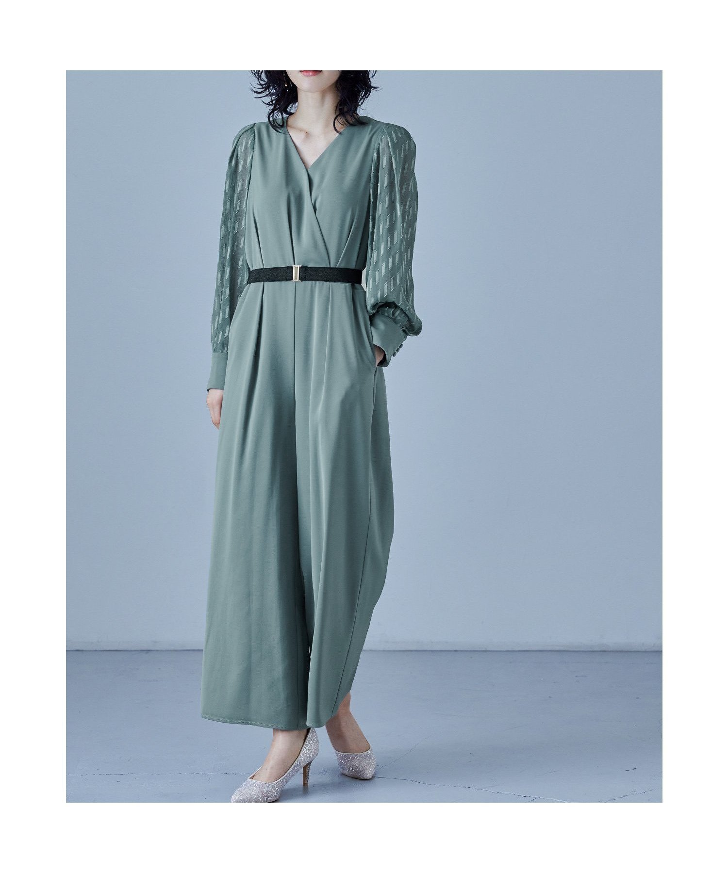 【ビーフラット/bflat】のカシュクールデザインパンツドレス オールインワン パーティードレス インテリア・キッズ・メンズ・レディースファッション・服の通販 founy(ファニー) 　ファッション　Fashion　レディースファッション　Fashion for Women　パンツ　Pants & Trousers　カフス　Cuff Design　クール　Cool, Chic　シンプル　Simple, Minimal　ドット　Polka Dot, Dot Pattern　ドレス　Dress, One-Piece　ネックレス　Necklace, Pendant Necklace　ポケット　Pocket, Pocket Detail　ワイド　Wide, Wide Fit　おすすめ　Recommended / Our Picks　結婚式　Wedding　披露宴　Wedding Reception　二次会　After Party　ミントグリーン|ID: prp329100004834255 ipo3291000000035210045