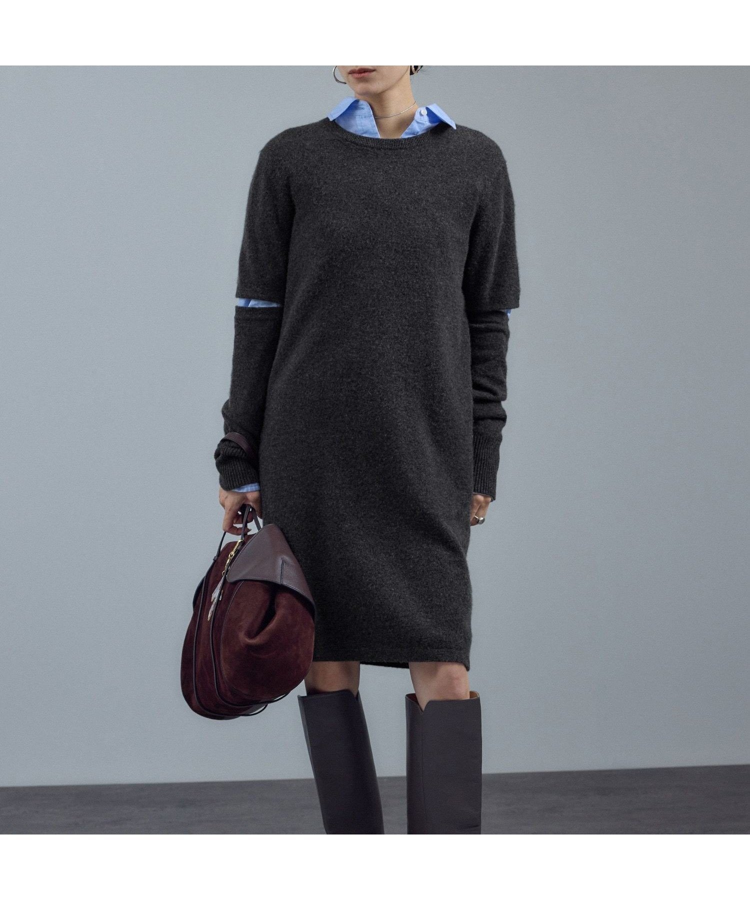 【サロン アダム エ ロペ/SALON adam et rope'】のカシミヤニットミニワンピース インテリア・キッズ・メンズ・レディースファッション・服の通販 founy(ファニー) 　ファッション　Fashion　レディースファッション　Fashion for Women　ワンピース　Dresses　インナー　Innerwear　カーディガン　Cardigan, Knitwear　シンプル　Simple, Minimal　ジャケット　Jacket, Outerwear　ストール　Stole, Wrap　スリーブ　Sleeve, Long Sleeve / Short Sleeve　セットアップ　Set-Up, Coordinated Outfit　チュニック　Tunic, Long Top　デニム　Denim, Jeans Material　ハーフ　Half, Half-Length　フィット　Fit, Slim Fit　ポケット　Pocket, Pocket Detail　マニッシュ　Mannish, Boyish　ロング　Long, Long-Length　ワイド　Wide, Wide Fit　チャコール(06)|ID: prp329100004834259 ipo3291000000035210102