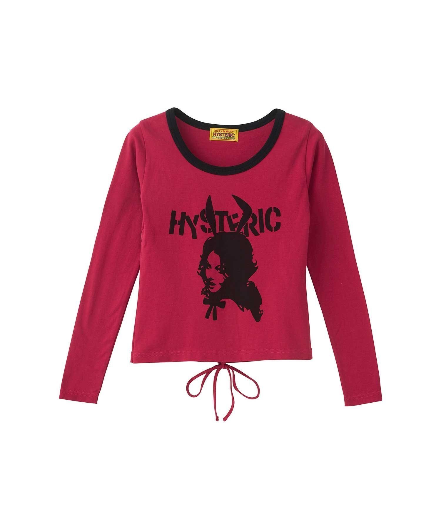 【ヒステリックグラマー/HYSTERIC GLAMOUR】のBUNNY GIRLレースアップ チビTシャツ インテリア・キッズ・メンズ・レディースファッション・服の通販 founy(ファニー) 　ファッション　Fashion　レディースファッション　Fashion for Women　トップス・カットソー　Cut & Sew Tops　シャツ・ブラウス・オフィスカジュアル　Elegant Blouses & Button-Ups　ロングTシャツ・Tシャツ　Longline T-Shirts & Tees　コンパクト　Compact, Small Size　レース　Lace, Lace Fabric　ロング　Long, Long-Length　ワイド　Wide, Wide Fit　ピンク|ID: prp329100004834283 ipo3291000000035210609