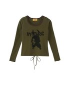 【ヒステリックグラマー/HYSTERIC GLAMOUR】のBUNNY GIRLレースアップ チビTシャツ 人気、トレンドファッション・服の通販 founy(ファニー) ファッション Fashion レディースファッション Fashion for Women トップス・カットソー Cut & Sew Tops シャツ・ブラウス・オフィスカジュアル Elegant Blouses & Button-Ups ロングTシャツ・Tシャツ Longline T-Shirts & Tees コンパクト Compact, Small Size レース Lace, Lace Fabric ロング Long, Long-Length ワイド Wide, Wide Fit thumbnail カーキ|ID: prp329100004834283 ipo3291000000035210610