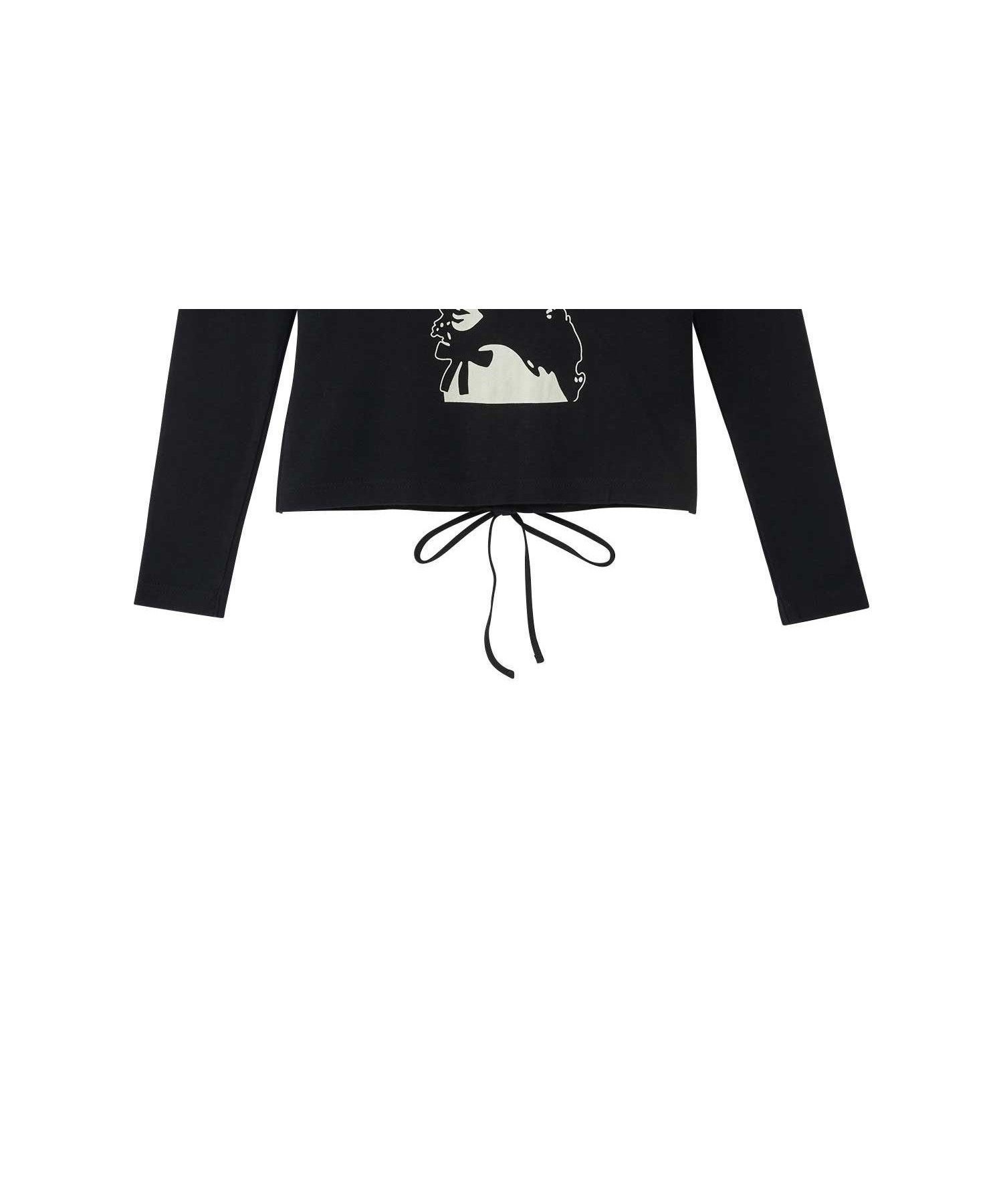 【ヒステリックグラマー/HYSTERIC GLAMOUR】のBUNNY GIRLレースアップ チビTシャツ インテリア・キッズ・メンズ・レディースファッション・服の通販 founy(ファニー) 　ファッション　Fashion　レディースファッション　Fashion for Women　トップス・カットソー　Cut & Sew Tops　シャツ・ブラウス・オフィスカジュアル　Elegant Blouses & Button-Ups　ロングTシャツ・Tシャツ　Longline T-Shirts & Tees　コンパクト　Compact, Small Size　レース　Lace, Lace Fabric　ロング　Long, Long-Length　ワイド　Wide, Wide Fit　ブラック|ID: prp329100004834283 ipo3291000000035210611