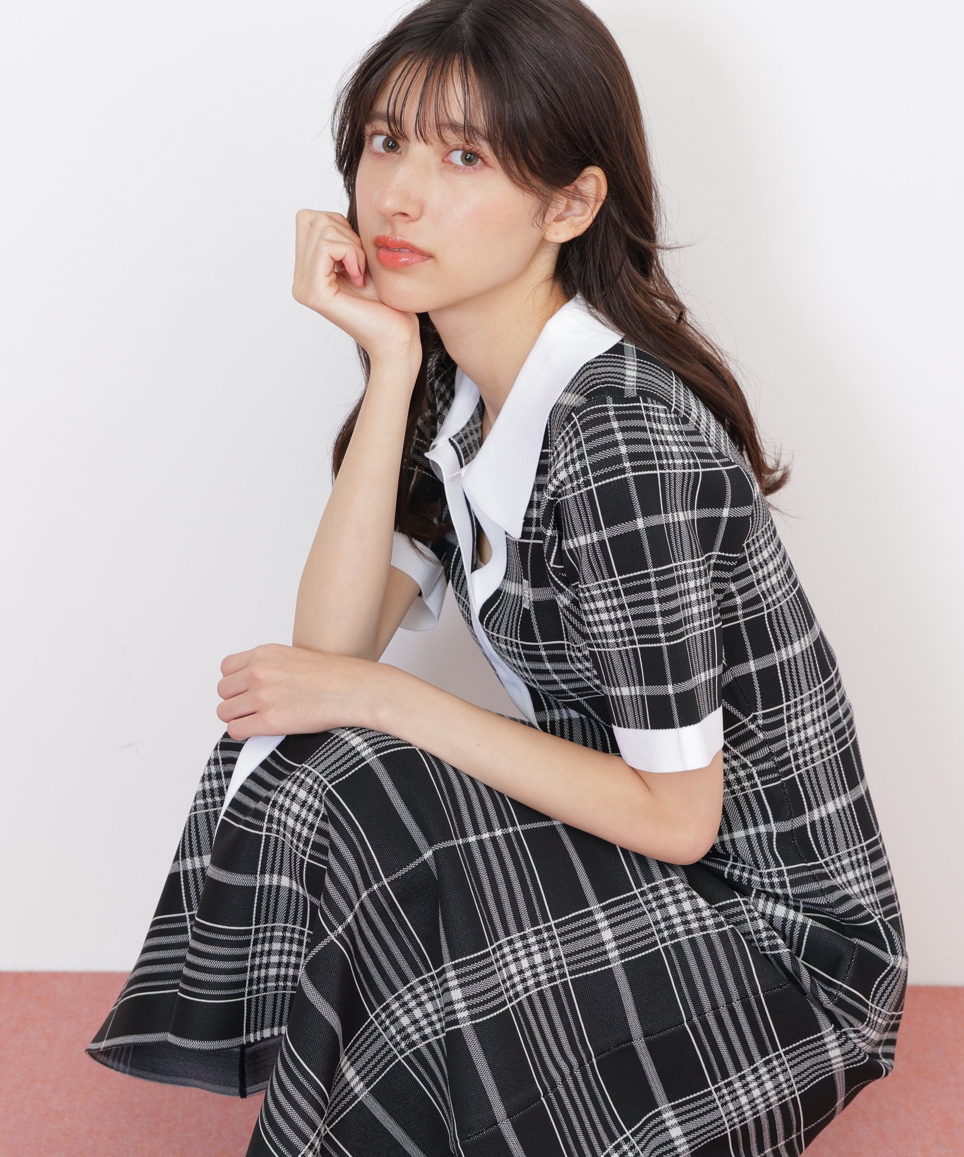 【ジルバイジルスチュアート/JILL by JILLSTUART】のビッグチェックニットワンピース インテリア・キッズ・メンズ・レディースファッション・服の通販 founy(ファニー) 　ファッション　Fashion　レディースファッション　Fashion for Women　ワンピース　Dresses　ニットワンピース　Knit Dresses　スマート　Smart, Elegant　チェック　Check, Plaid, Tartan　ビッグ　Big, Oversized　人気　Popular, Best Seller　軽量　Lightweight, Ultra Light　ブラック1|ID: prp329100004834284 ipo3291000000035210640