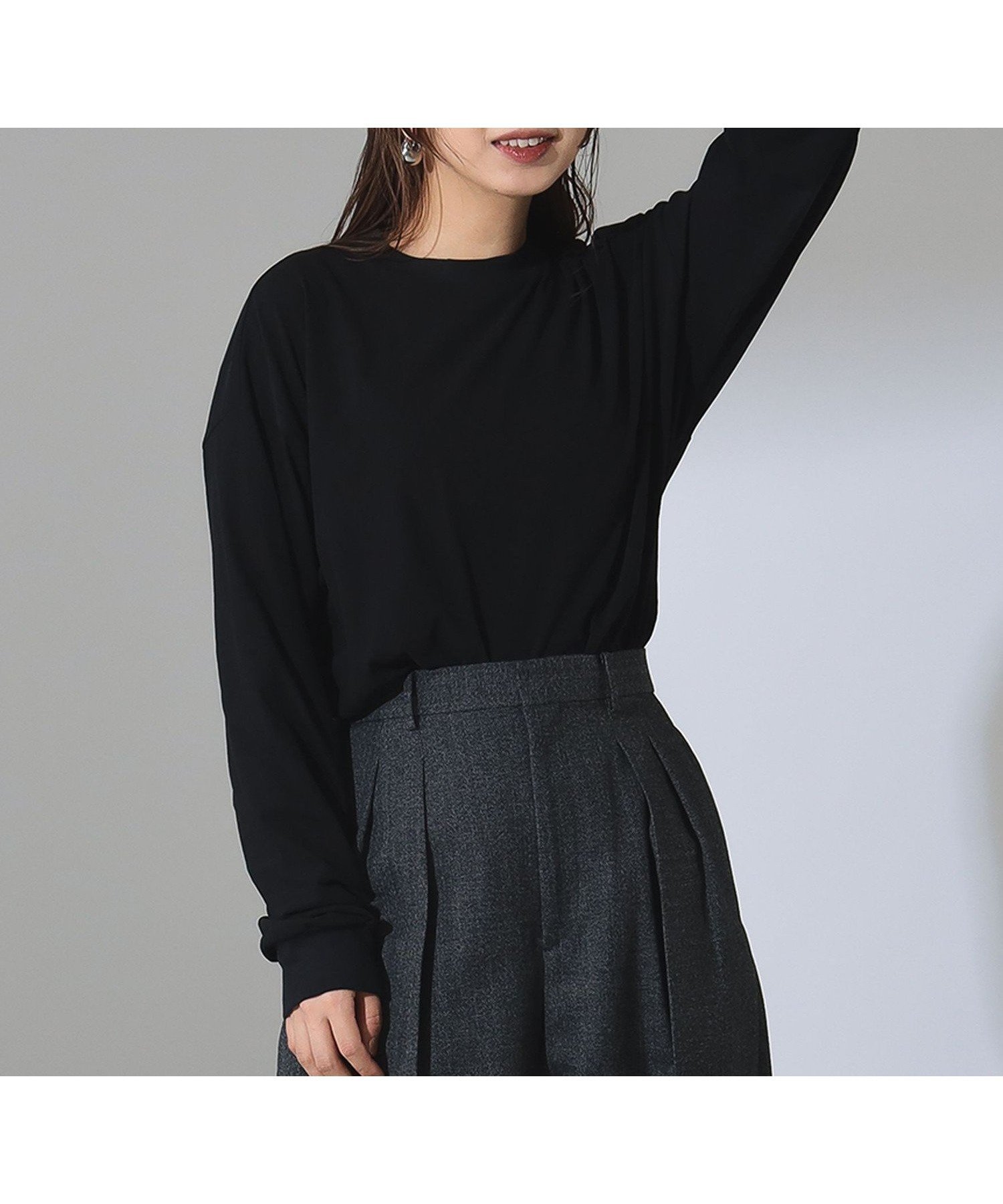 【デミルクス ビームス/Demi-Luxe BEAMS】のATON / オーバーサイズ ロングスリーブ Tシャツ インテリア・キッズ・メンズ・レディースファッション・服の通販 founy(ファニー) 　ファッション　Fashion　レディースファッション　Fashion for Women　トップス・カットソー　Cut & Sew Tops　シャツ・ブラウス・オフィスカジュアル　Elegant Blouses & Button-Ups　ロングTシャツ・Tシャツ　Longline T-Shirts & Tees　インド　Indian Textile　シンプル　Simple, Minimal　スタイリッシュ　Stylish, Fashionable　スタンダード　Standard, Basic　スリーブ　Sleeve, Long Sleeve / Short Sleeve　デニム　Denim, Jeans Material　トレンド　Trend, Trending Now　リアル　Real, Realistic　リラックス　Relax, Relaxed Fit　ロング　Long, Long-Length　エレガント 上品　Elegant　BLACK|ID: prp329100004834291 ipo3291000000035210736